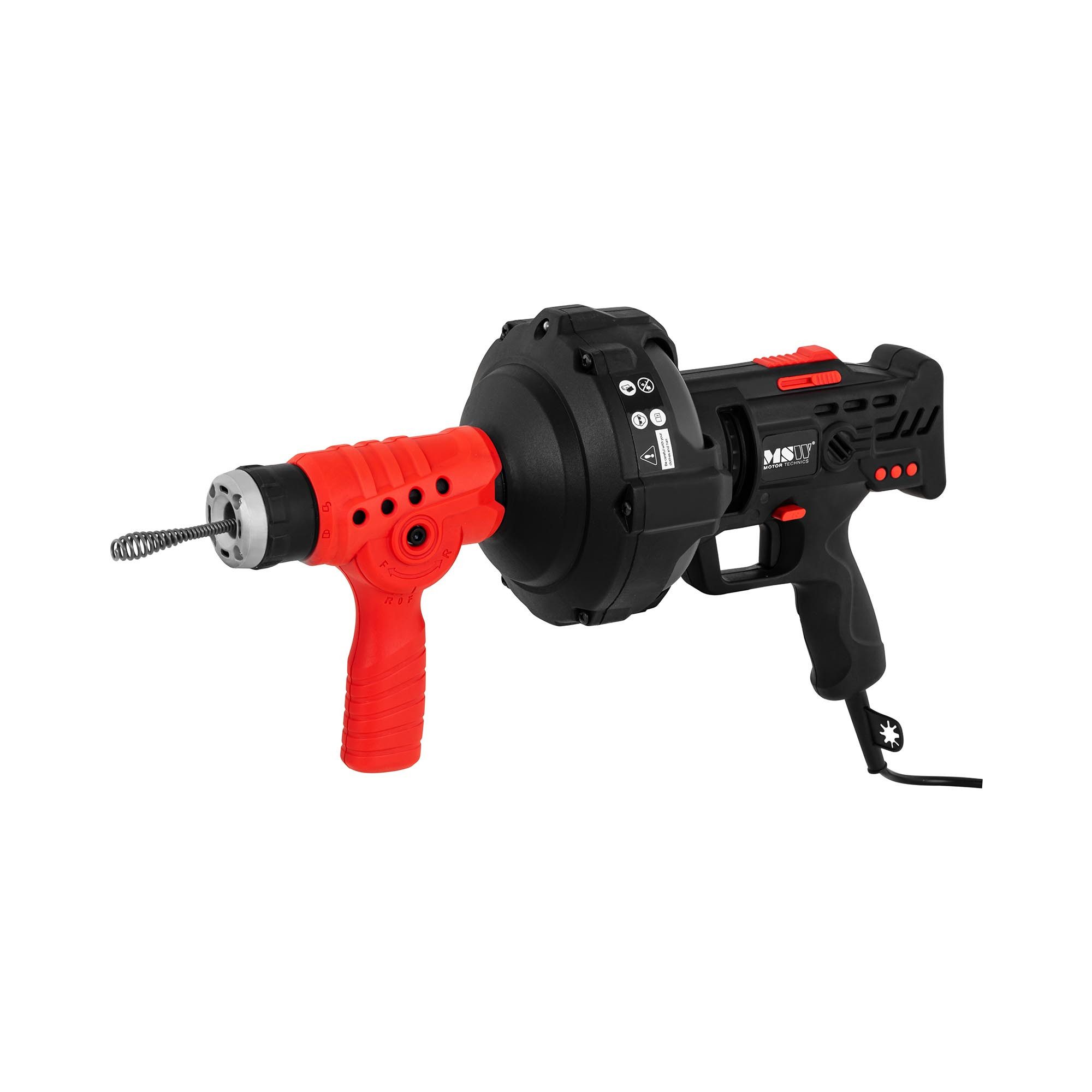 MSW Rohrreinigungsspirale Rohrreinigungsmaschine 240 W Spirale 7,5 m Ø 7 mm Rohre bis Ø 40 mm, L: 47 cm