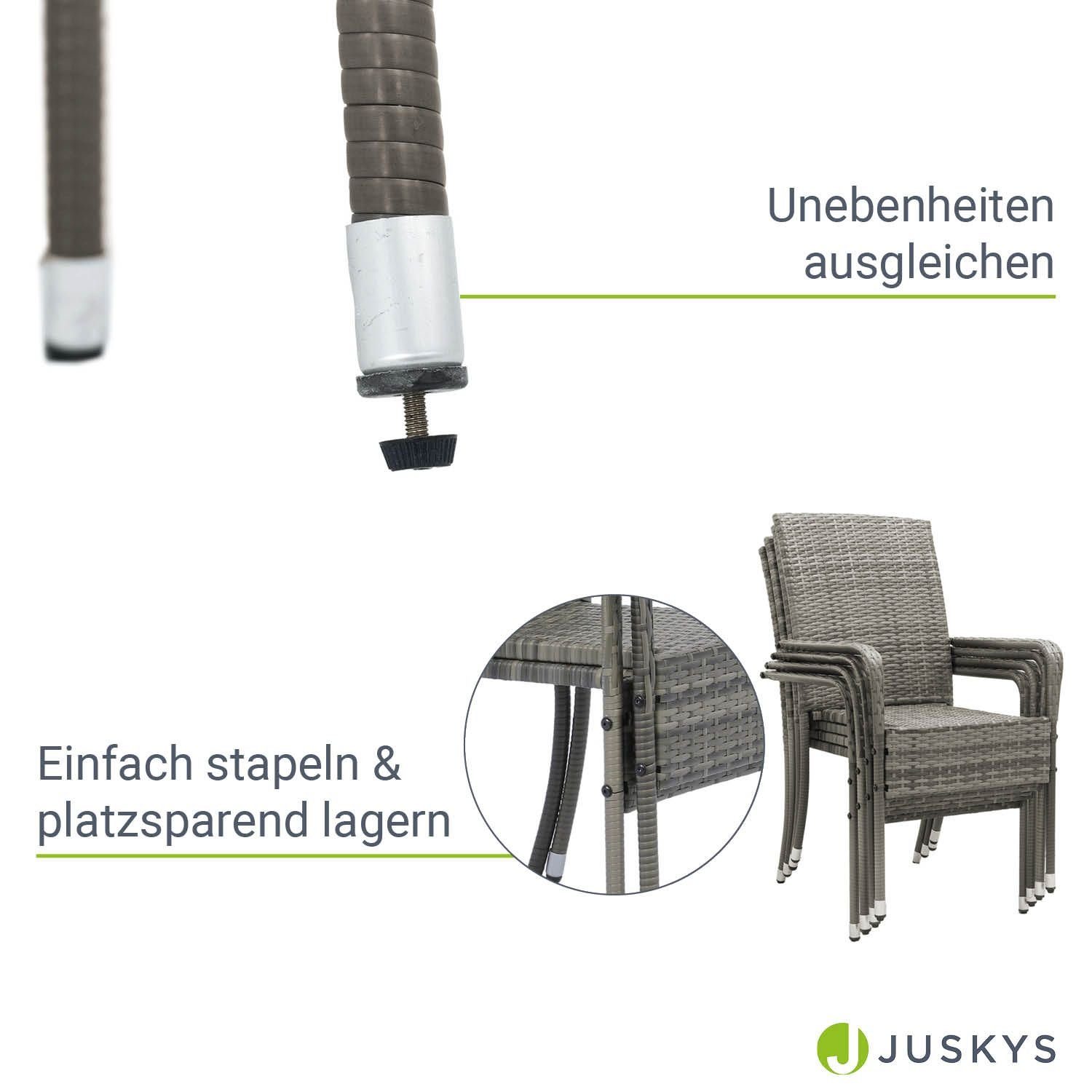 stapelbar, Juskys stabil und Yoro modern, (4 leicht St), Grau Gartenstuhl