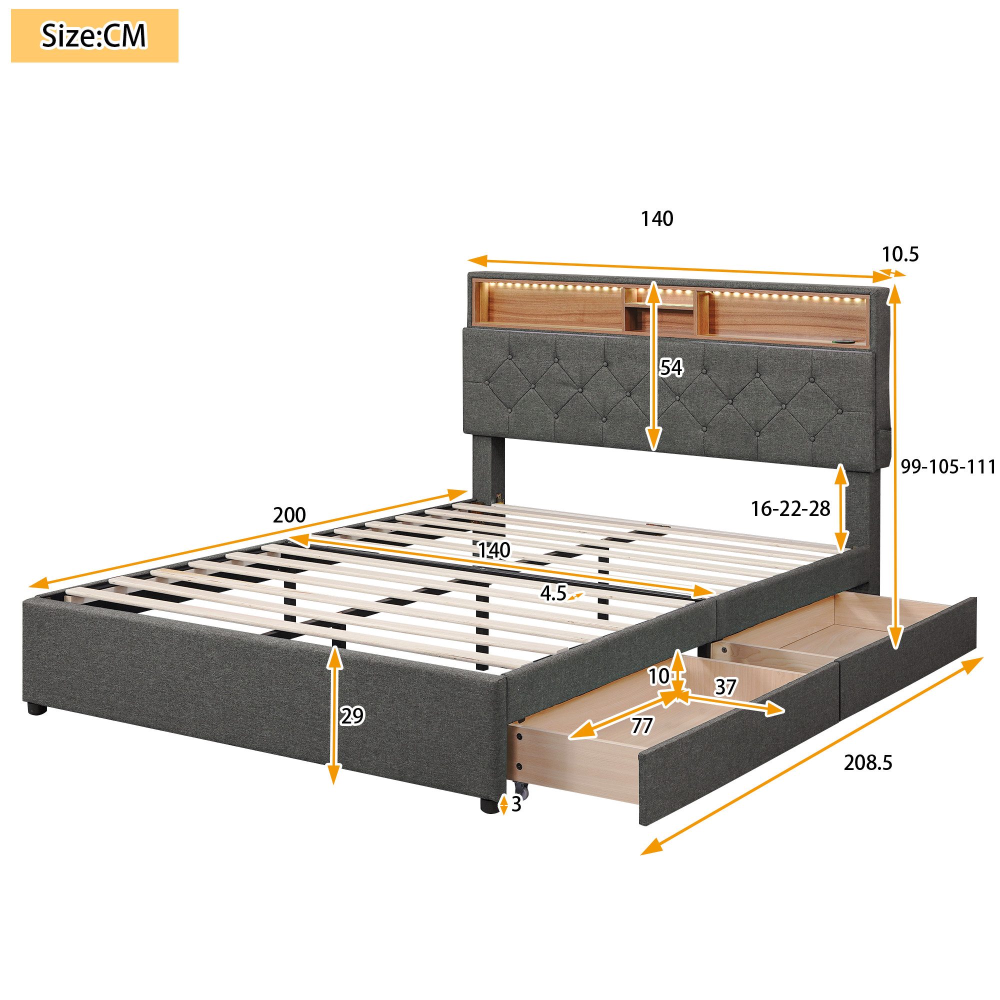 TavilaEcon Polsterbett Jugendbett Doppelbett mit aufladen günstig online kaufen