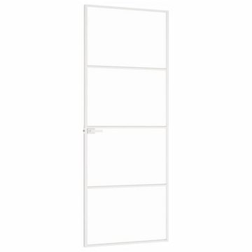 vidaXL Haustür Innentür Weiß 76x201,5 cm Hartglas Aluminium Schlank Zimmertür Glastü