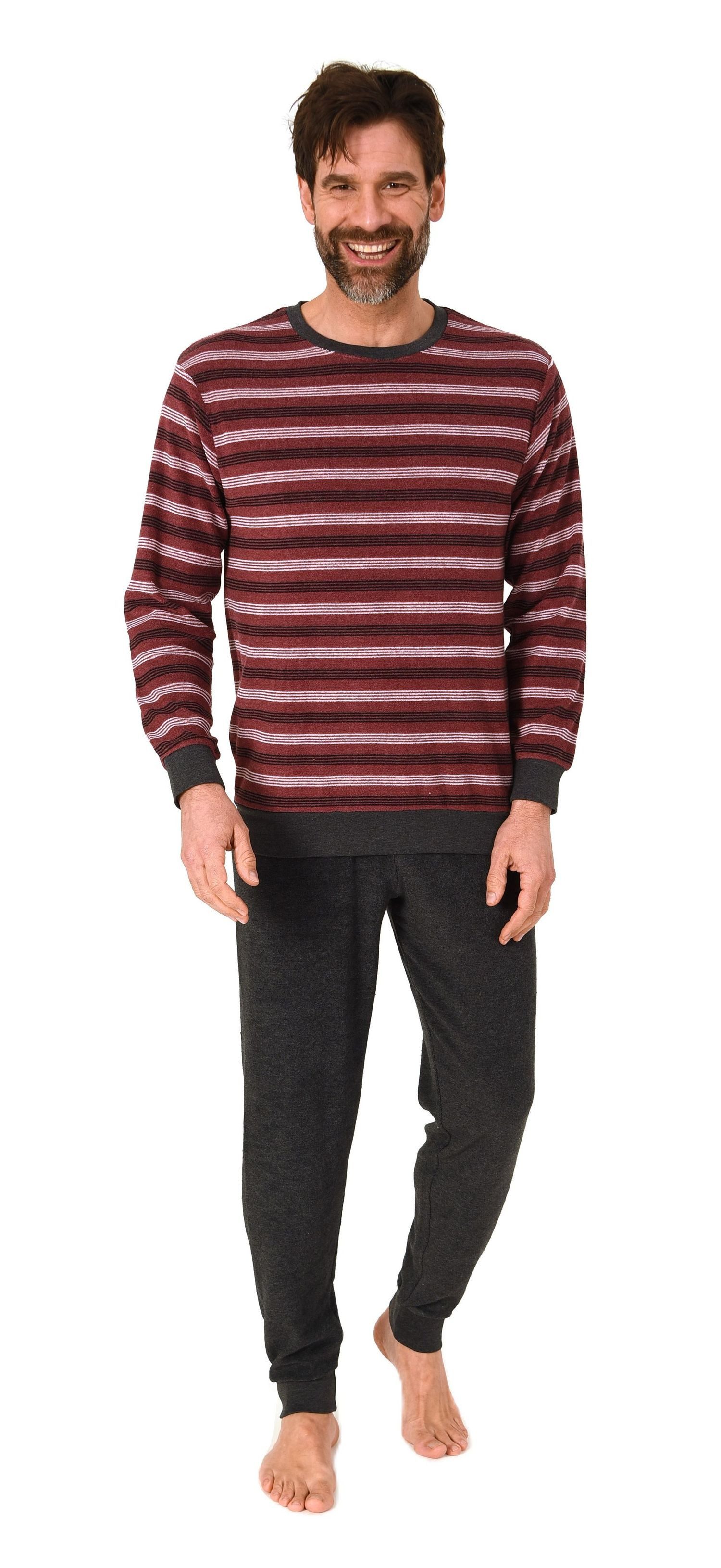 Normann Pyjama Normann Herren Frottee Schlafanzug Streifenlook – auch in Üb günstig online kaufen