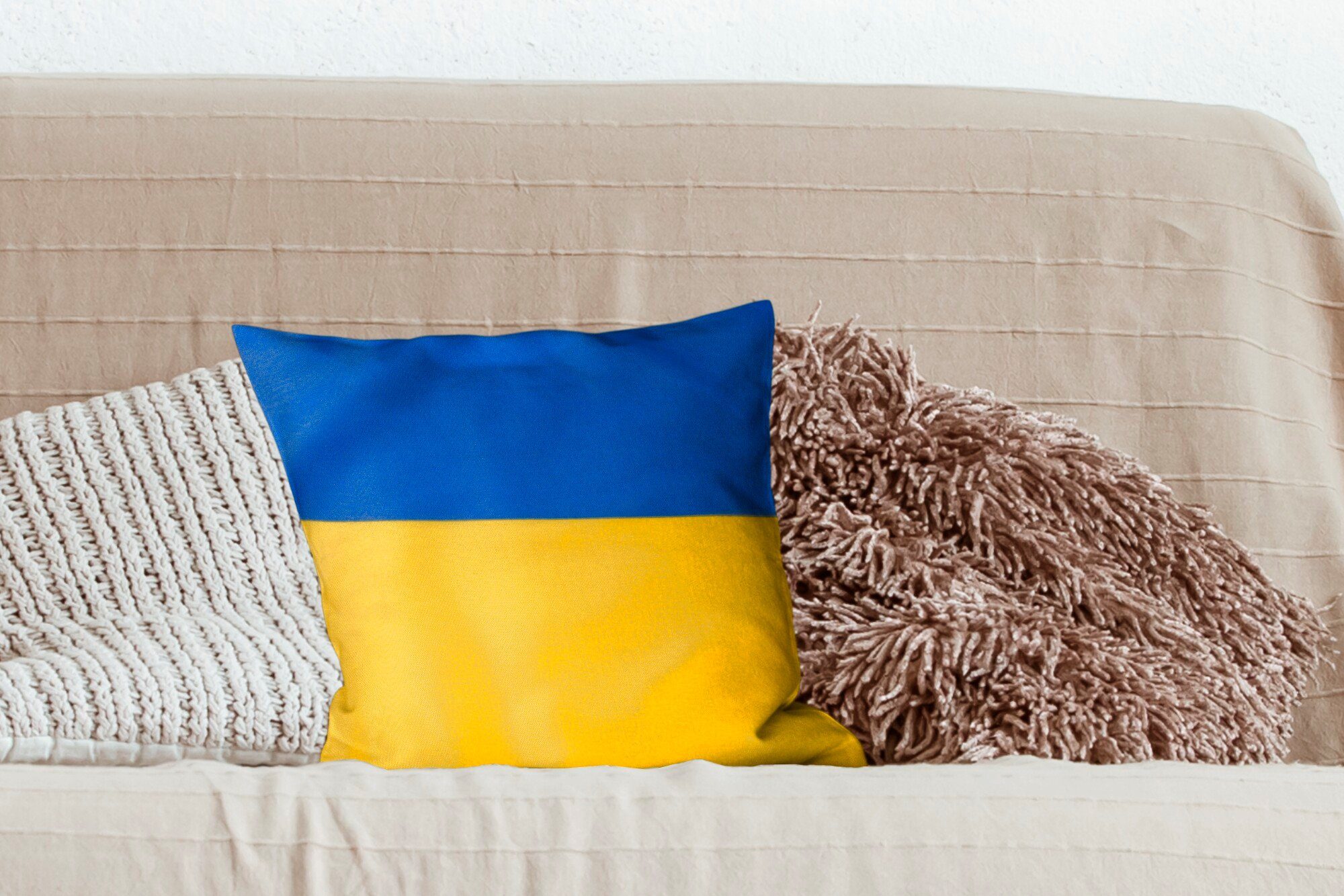 MuchoWow Flagge der Nahaufnahme Zierkissen Deko, Wohzimmer, Ukraine, mit Füllung Sofakissen für Dekokissen Schlafzimmer, der