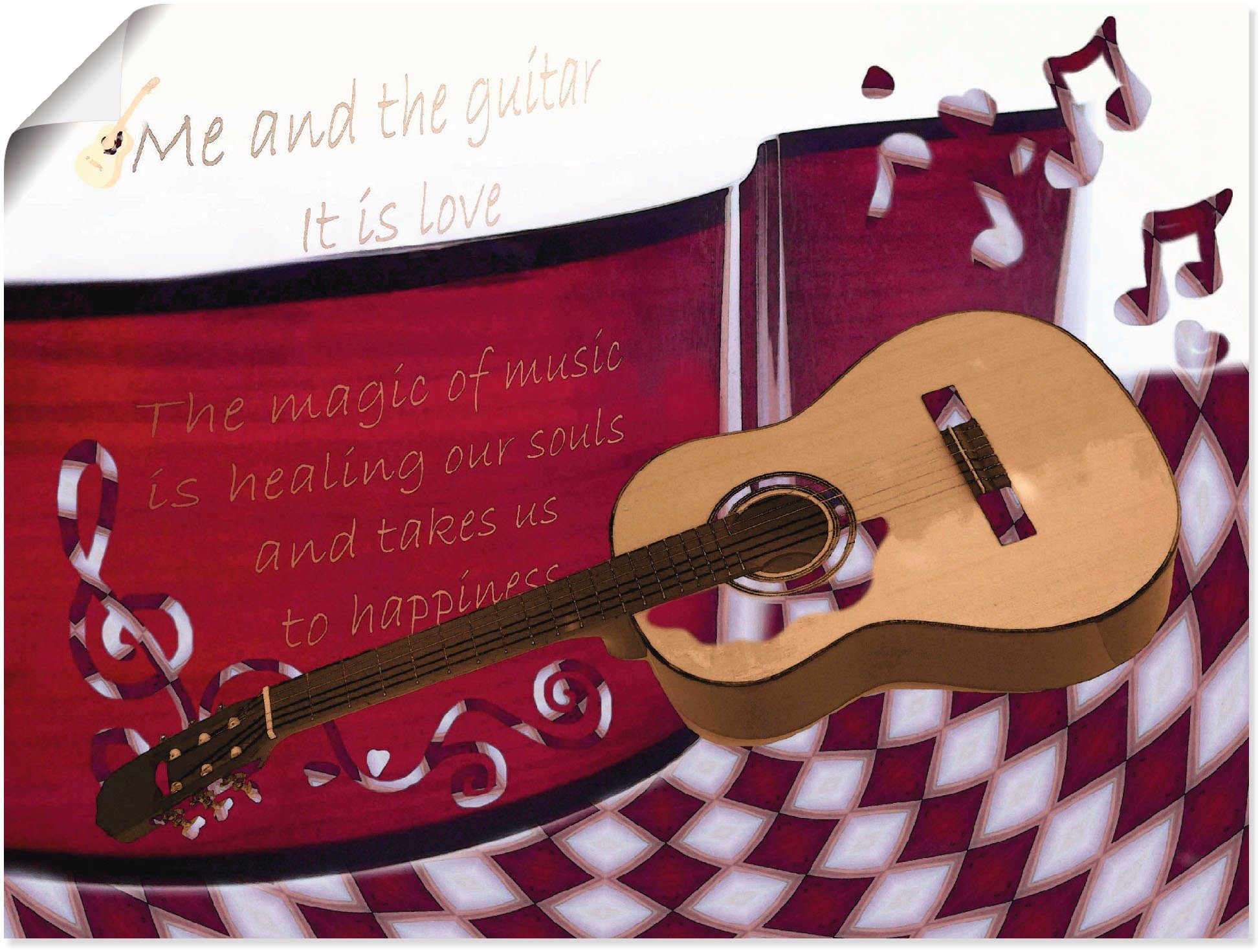 Gitarre Die Leinwandbild, und versch. Artland Alubild, Poster (1 Wandaufkleber Instrumente als St), Wandbild oder Ich, in Größen