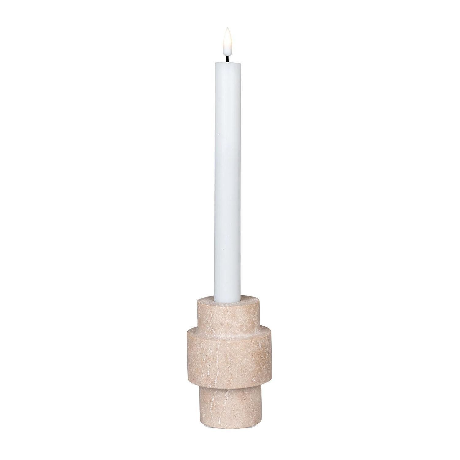 House Nordic Kerzenständer TRAVERTINE, Ø 7 x H 10 cm, Beige, (1 St), Travertin-Kalkstein, geeignet für Stabkerzen