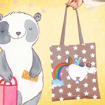 Mr. & Mrs. Panda Tragetasche Einhorn Pegasus - Braun Pastell - Geschenk, Realität, Stoffbeutel, Un (1-tlg), Cross Stitching Griffe