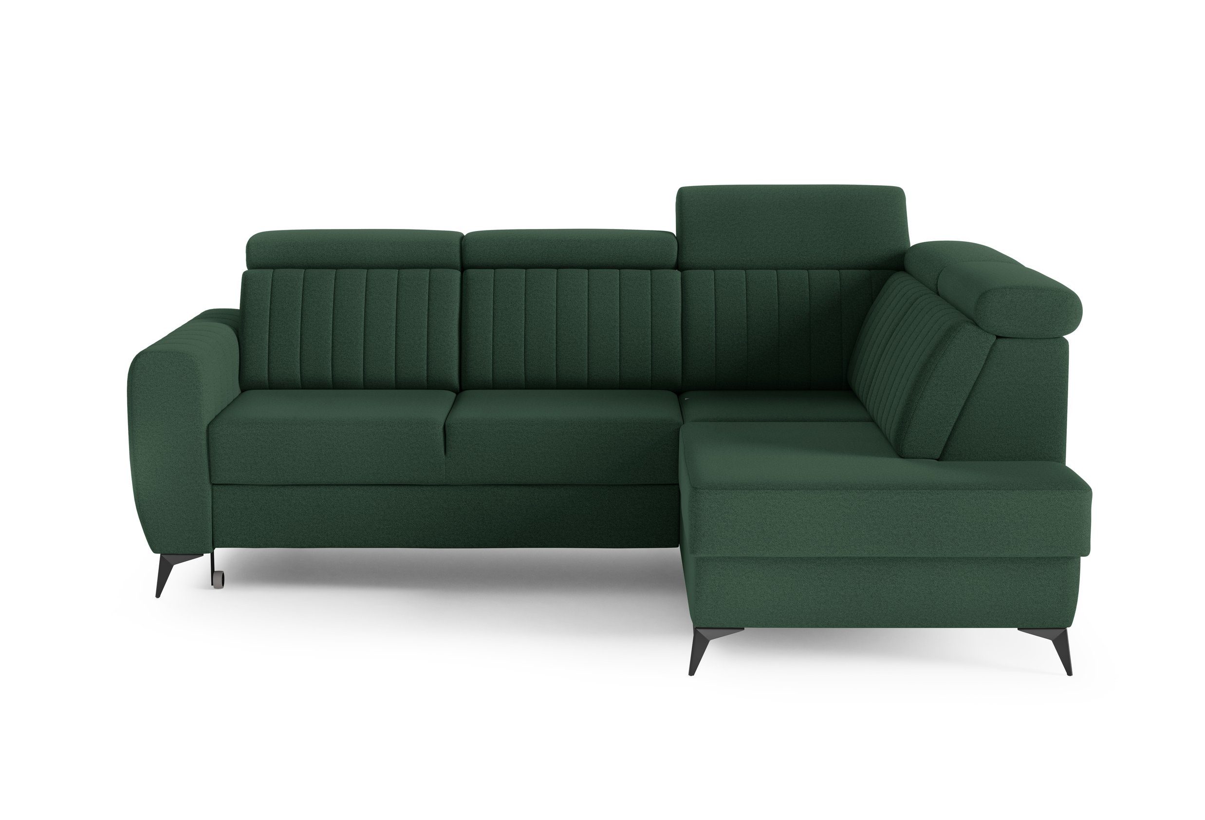 MOEBLO Ecksofa MOSTA für mit (BxHxT): L-Form Sofagarnitur Verstellbaren Couch Schlaffunktion Wohnzimmer, Schlafsofa Wohnlandschaft, II, Sofa Kopfstützen- und 268x93/109x204 Eckcouch Bettkasten cm