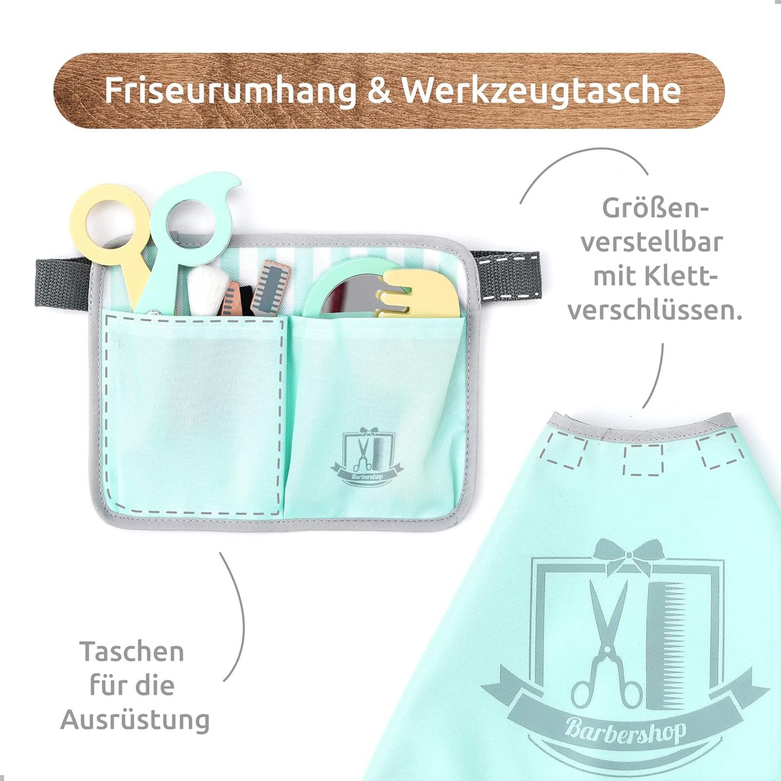 Esun Spielzeug-Frisierkoffer Kinder Holz Friseur Spielset günstig online kaufen