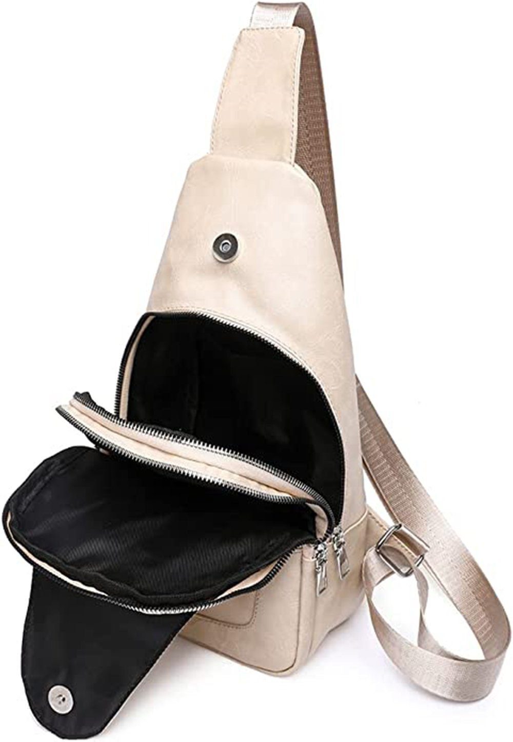 AUKUU Sling Leder, Damen Umhängetasche Brusttasche Bag Schultertasche Klein braun Crossbody Umhängetasche Bag