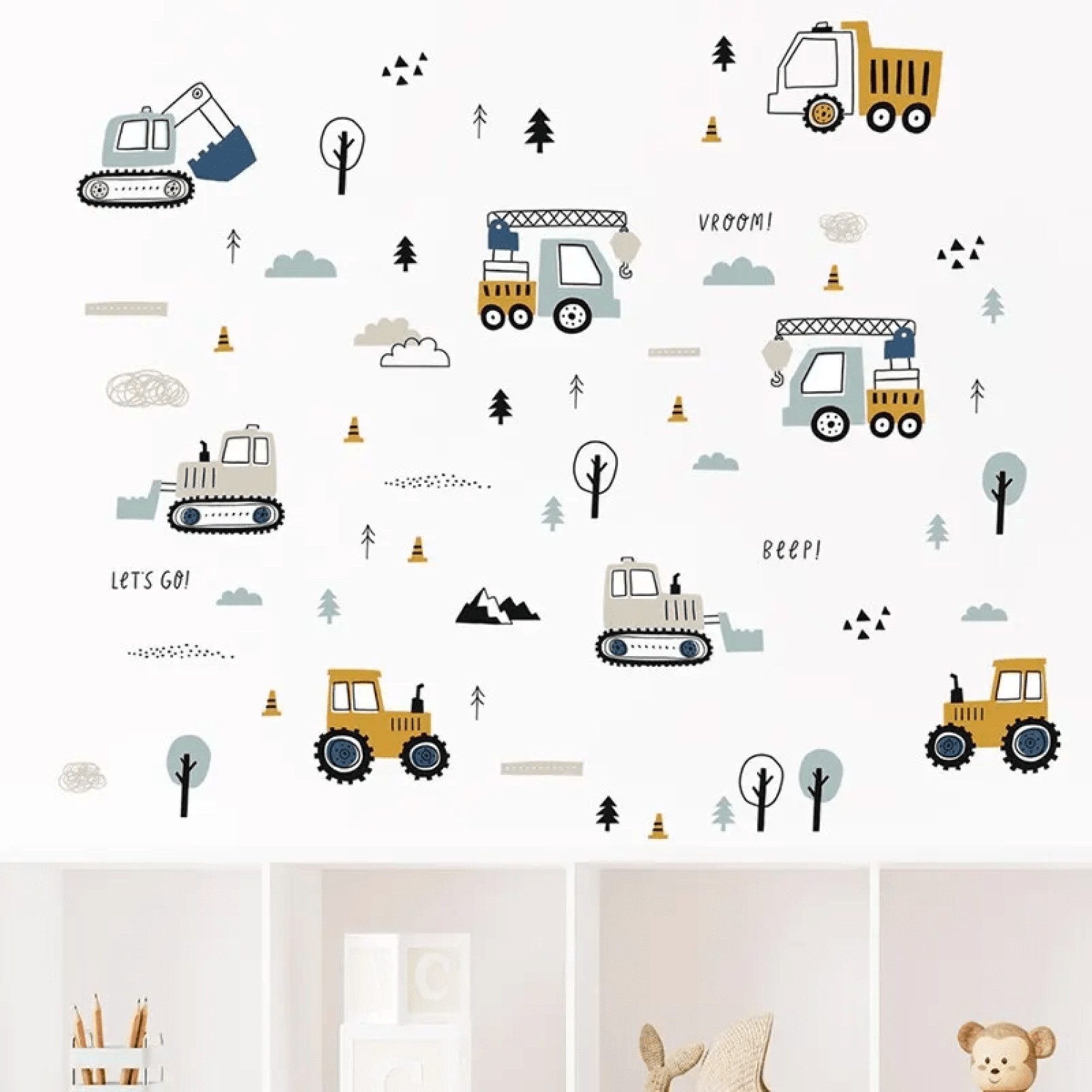 Montegoni Wandtattoo Kinder Wandsticker BR459-1 (Bagger Kran Muldenkipper B günstig online kaufen