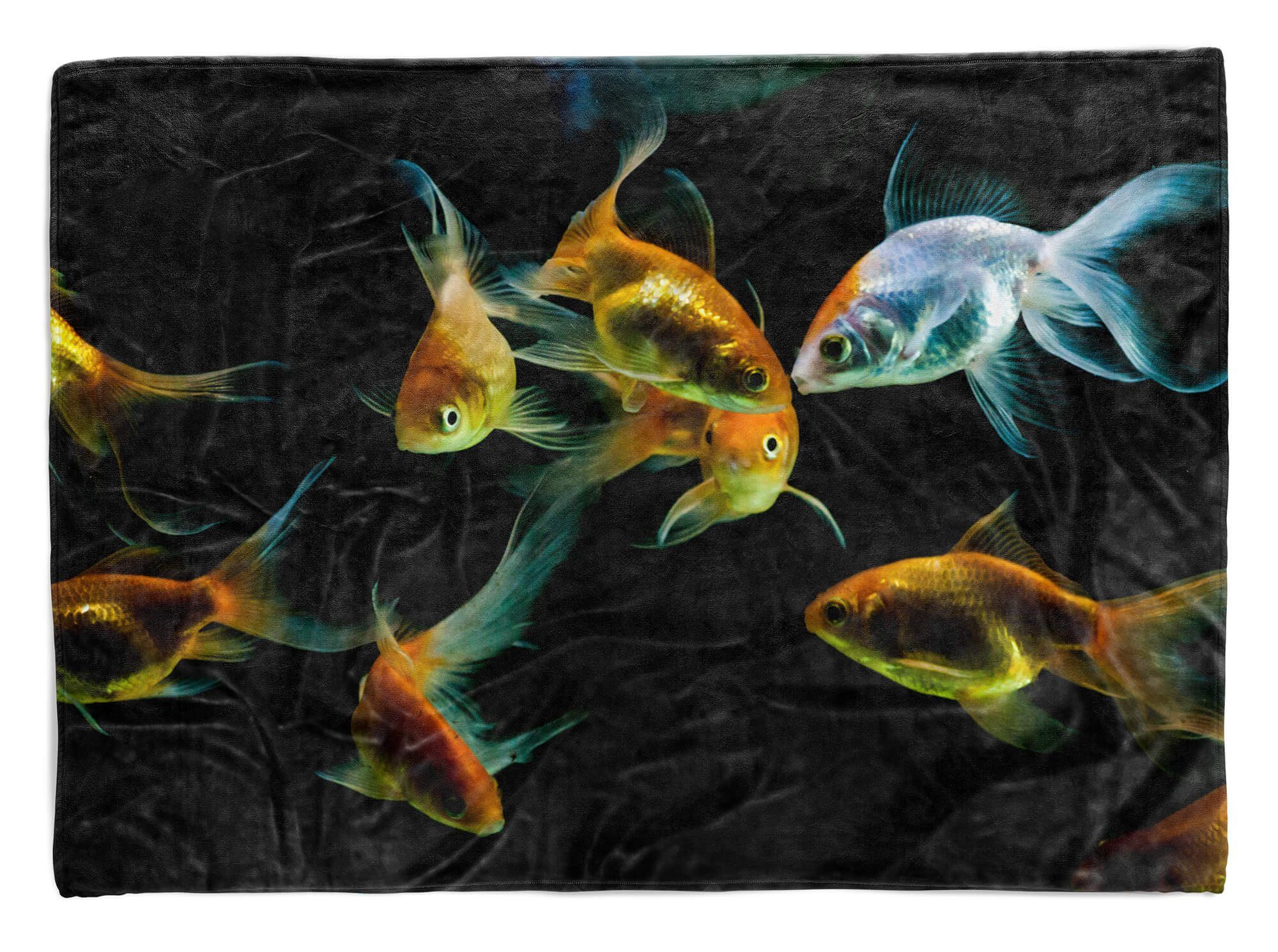 Sinus Art Handtücher Handtuch Strandhandtuch Saunatuch Kuscheldecke mit Tiermotiv Fische Goldfische, Baumwolle-Polyester-Mix (1-St), Handtuch