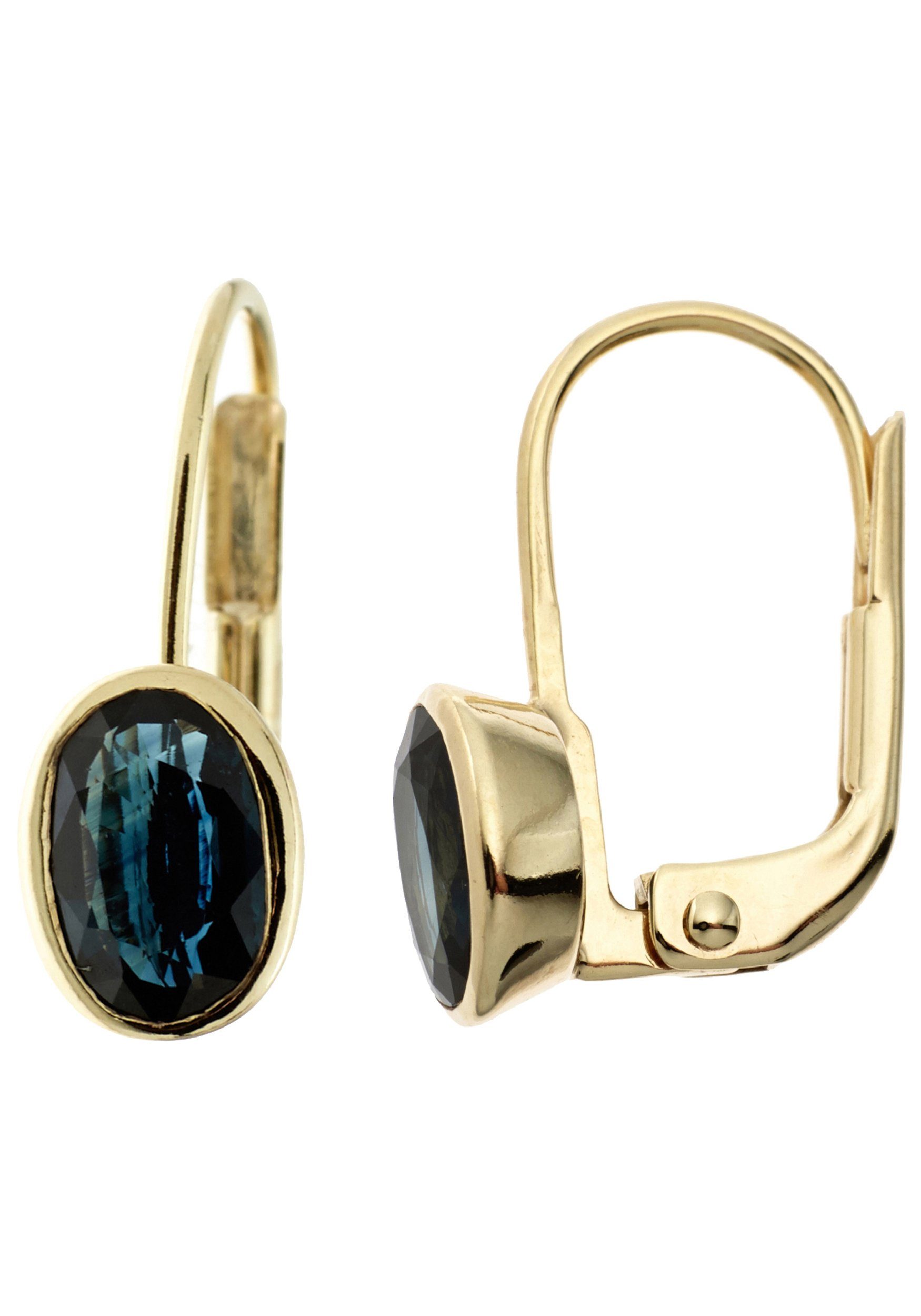 JOBO Paar Ohrhänger, oval 333 Gold mit Safir günstig online kaufen