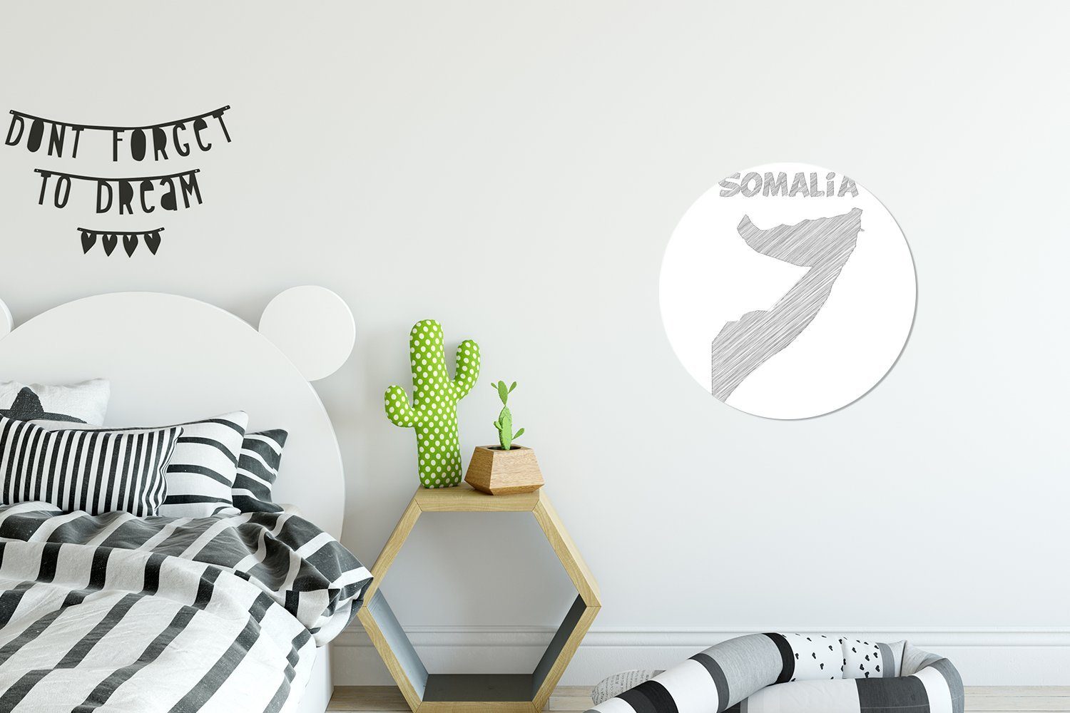Somalia einer (1 MuchoWow von Kinderzimmer, Skizze Tapetenkreis Tapetenaufkleber, Illustration für St), Wandsticker Wohnzimmer Rund,