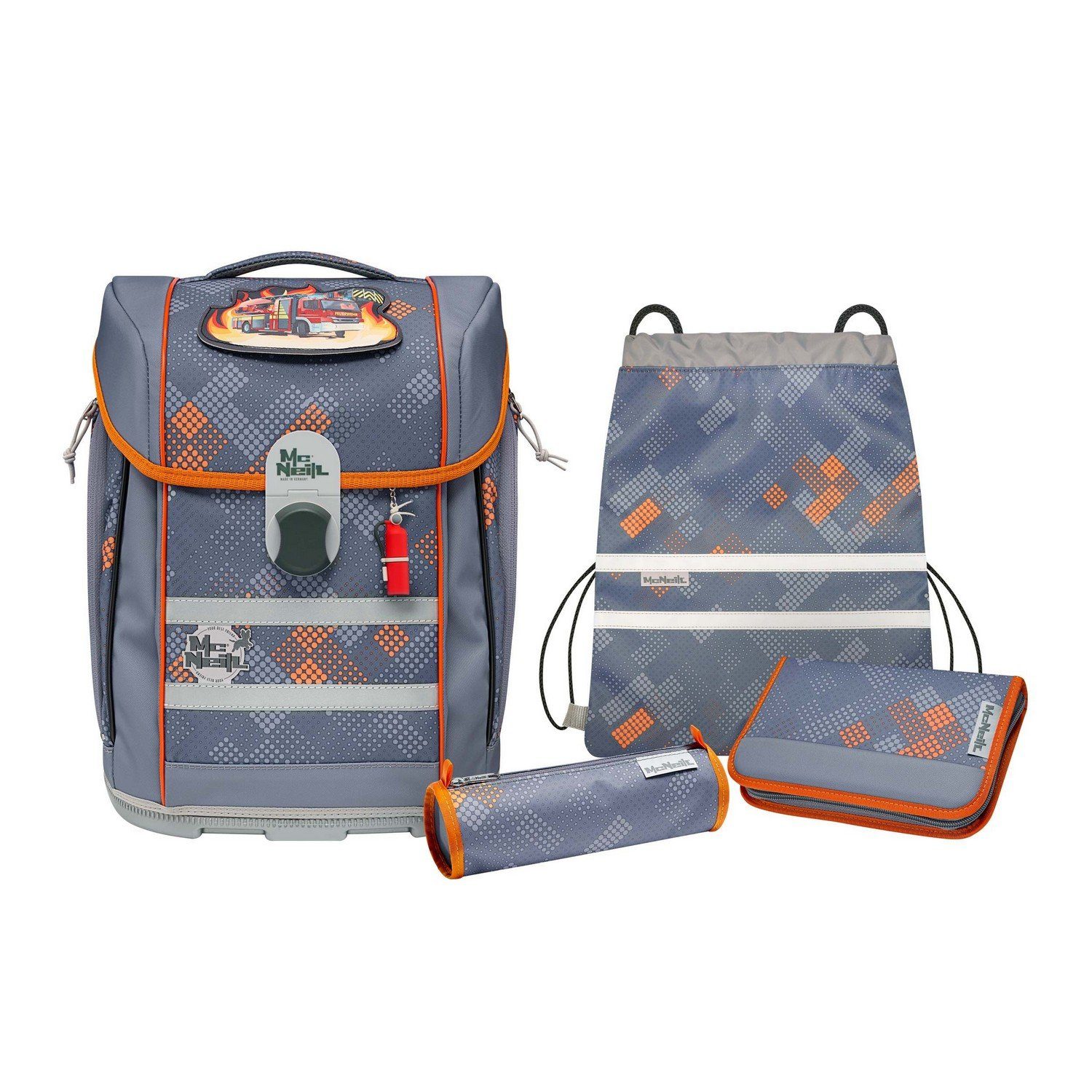 McNeill Schulranzen Schulranzen-Set McLight 2 6tlg. FIRE