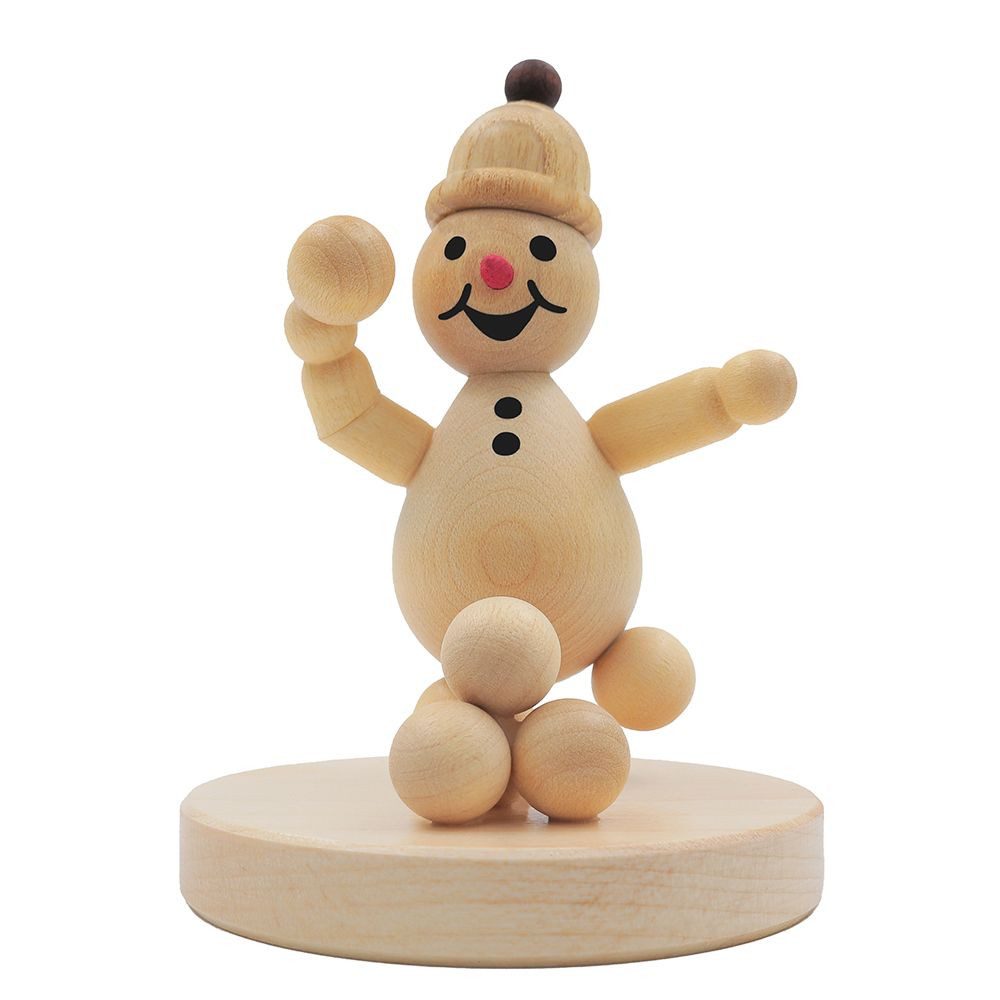 Drechslerei Volkmar Wagner Räuchermännchen Schneemann Junior „Schneeballwerfer“ auf Sockel - 9 cm - Orig. Erzgeb.