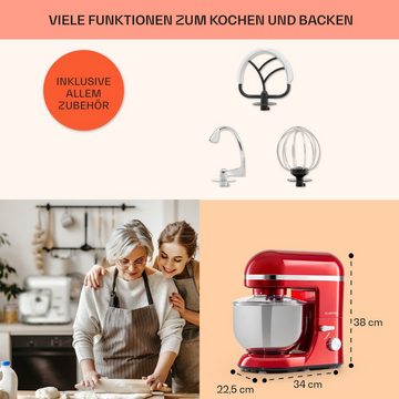 Klarstein Küchenmaschine mit Kochfunktion Bella Elegance, 2000 W, 5.2 l Schüssel, Knetmaschine Teigmaschine Teigknetmaschine Rührmaschine Standmixer