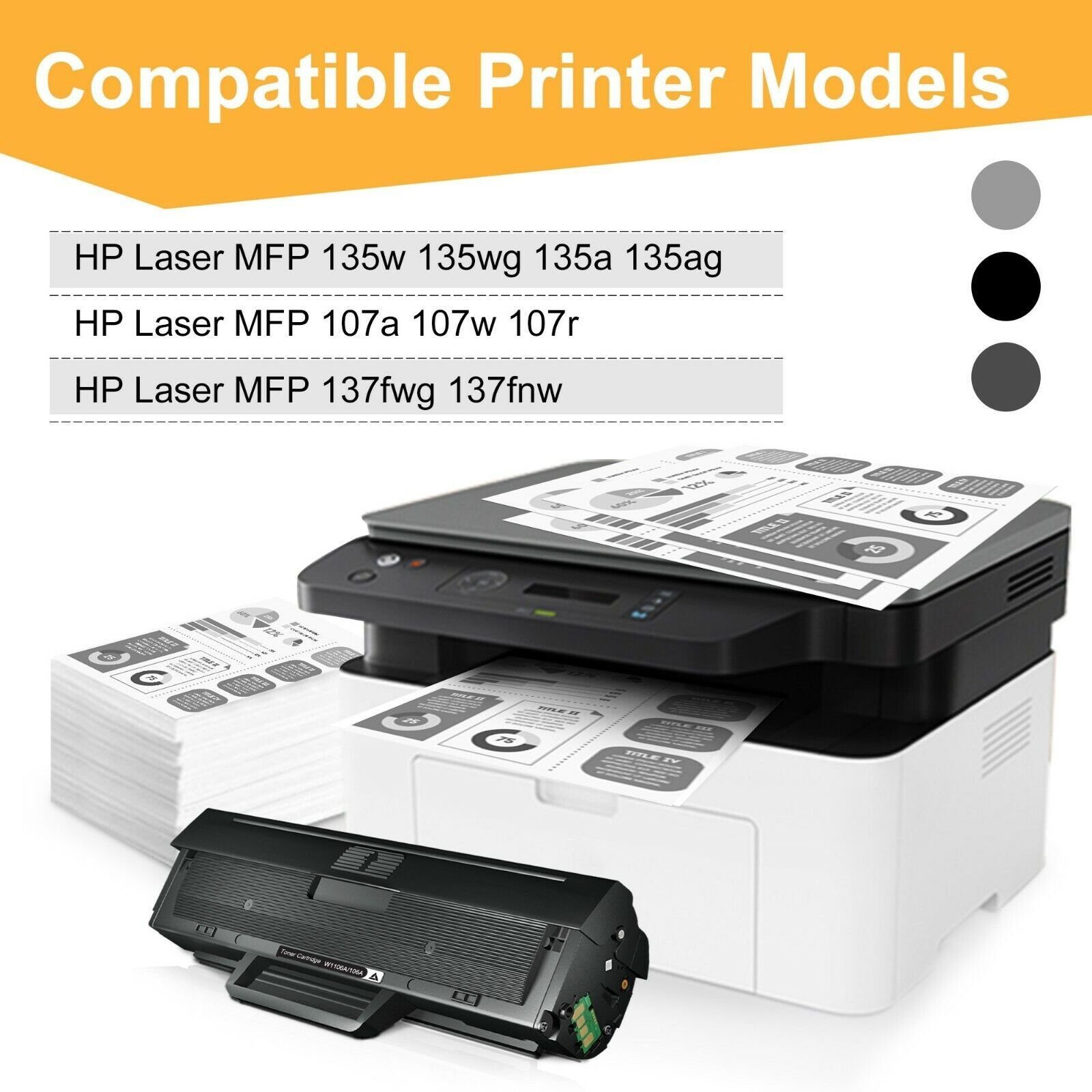 STAROVER Tonerpatrone 1er W1106A für HP 106A schwarz, (Mit chip Laser MFP 135w 135r MFP 137fwg 107w 107), Laser MFP 135a 135wg 137fnw 107a