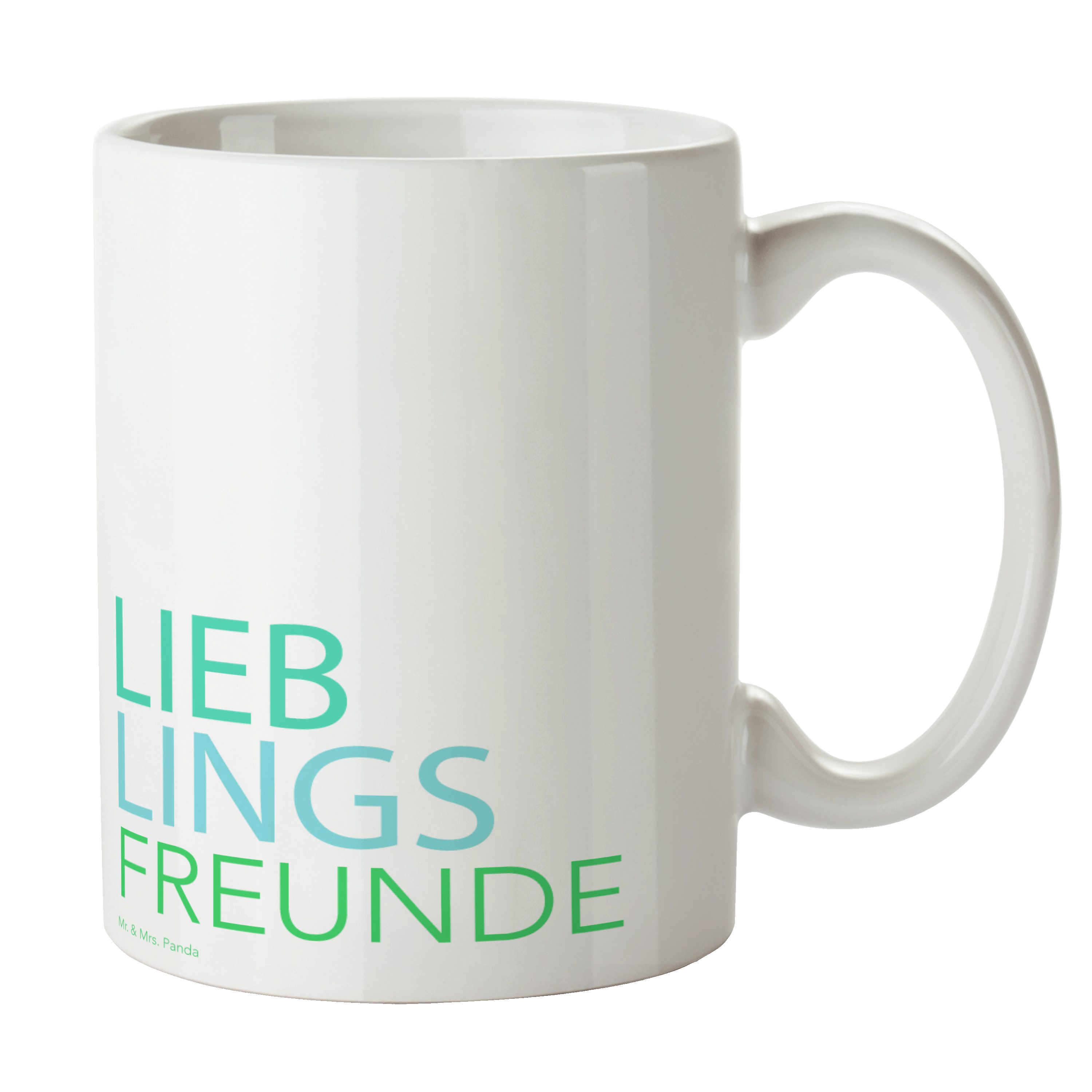 Mr. & Mrs. Panda Tasse Freunde - Weiß - Geschenk, Spruch, Keramiktasse, Tasse Sprüche, Gesch, Keramik