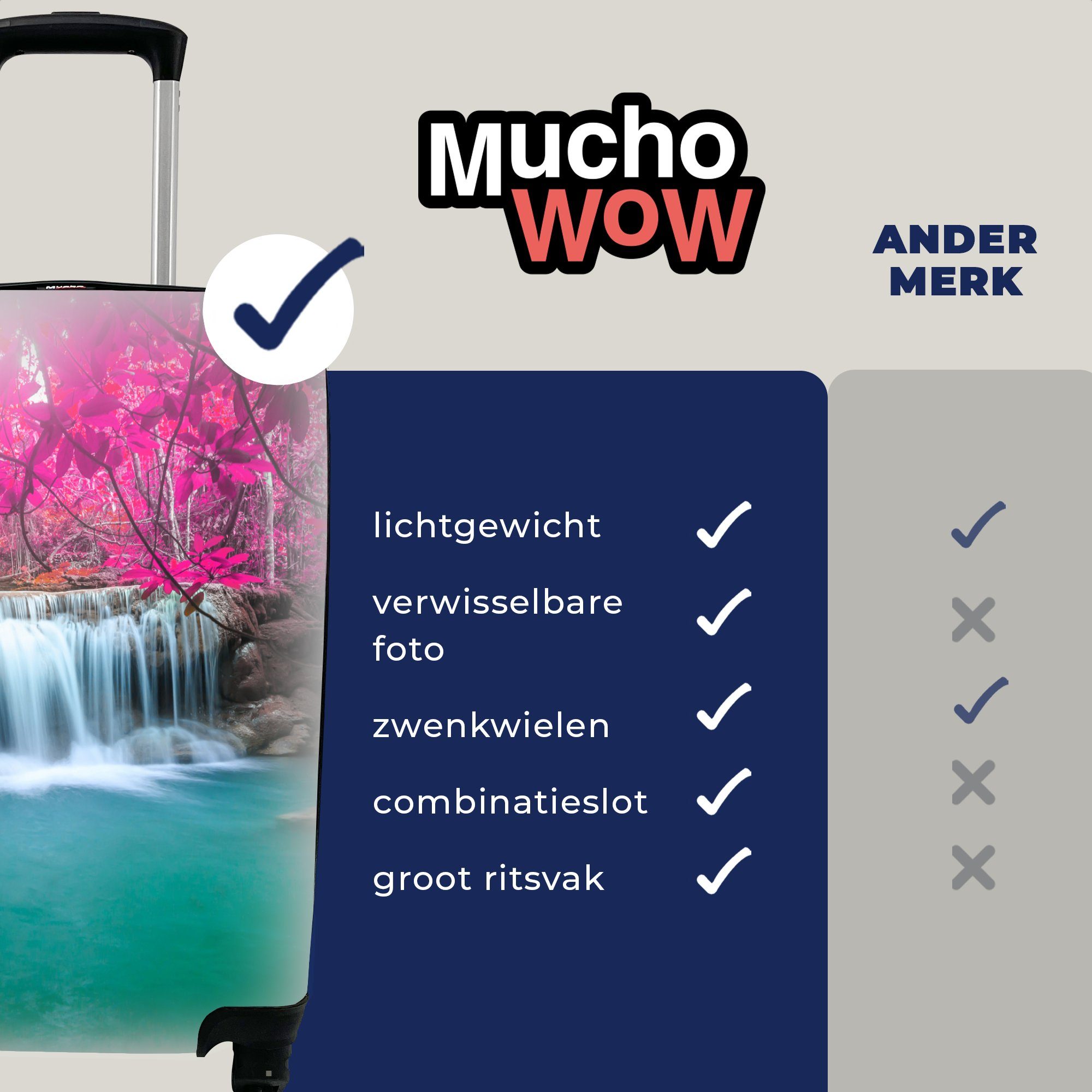 Reisetasche mit 4 Wasserfall Trolley, Handgepäck für Ferien, Rosa Reisekoffer Handgepäckkoffer - rollen, - MuchoWow Baum - Natur, Rollen,