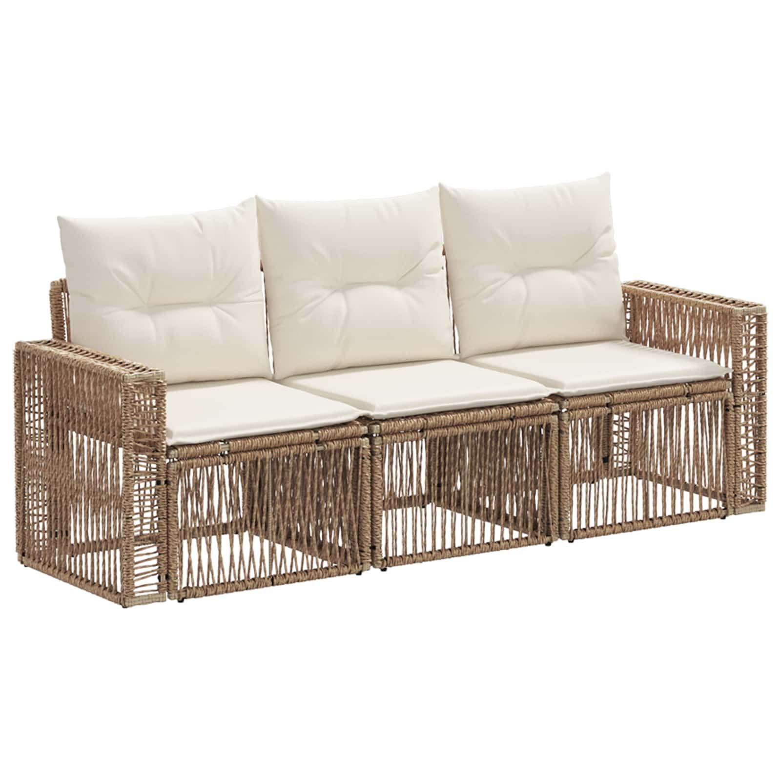 vidaXL Gartenlounge-Set Gartensofa-set 3 stk. Beige und Cremeweiß Poly-Rattan, (3-tlg)