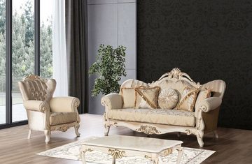 Casa Padrino Couchtisch Luxus Barock Couchtisch Creme / Gold - Handgefertigter Massivholz Wohnzimmertisch im Barockstil - Barock Möbel