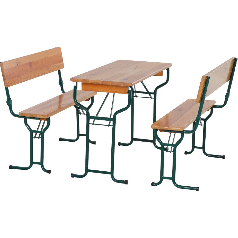 GAUTZSCH Bierzeltgarnitur 1x Tisch, 2x Bank, Rückenlehne, Kiefer lackiert - 110x78x50 (BxHxT)