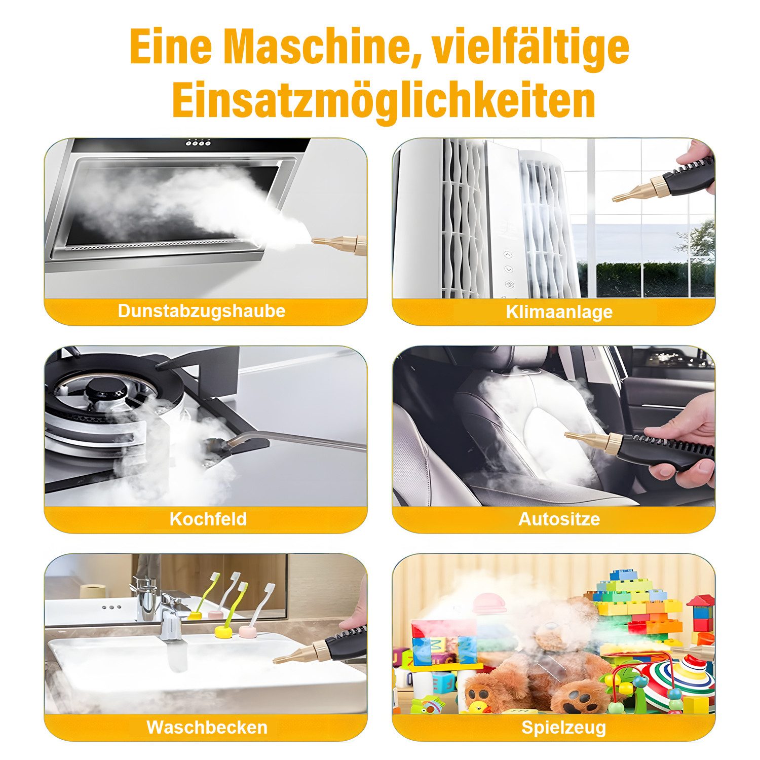 AKKEE Handdampfreiniger 2500W Dampfreiniger, tragbarer Reiniger, Küchenreiniger, 2500 W, 60 Min Betriebsdauer