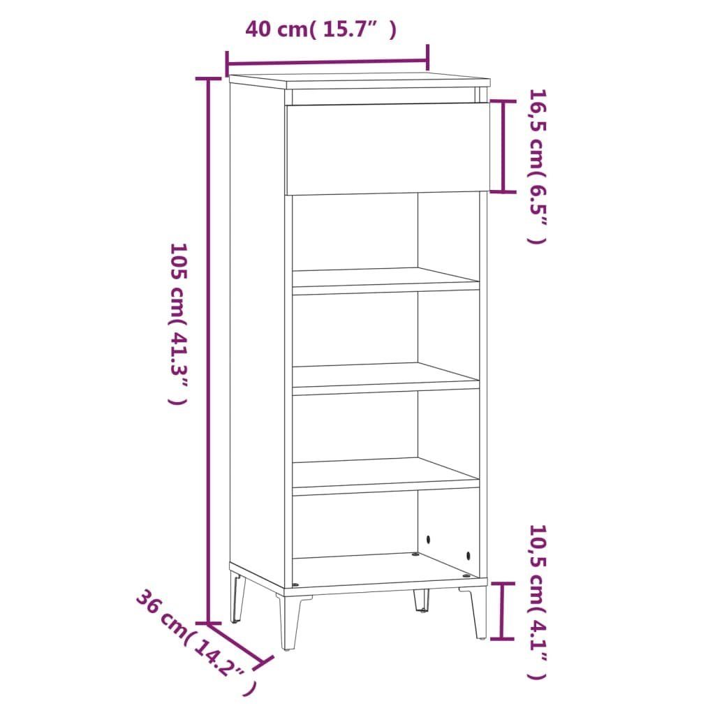 40x36x105 cm Holzwerkstoff, vidaXL Sonoma Schuhregal Schuhregal 1-tlg. Grau