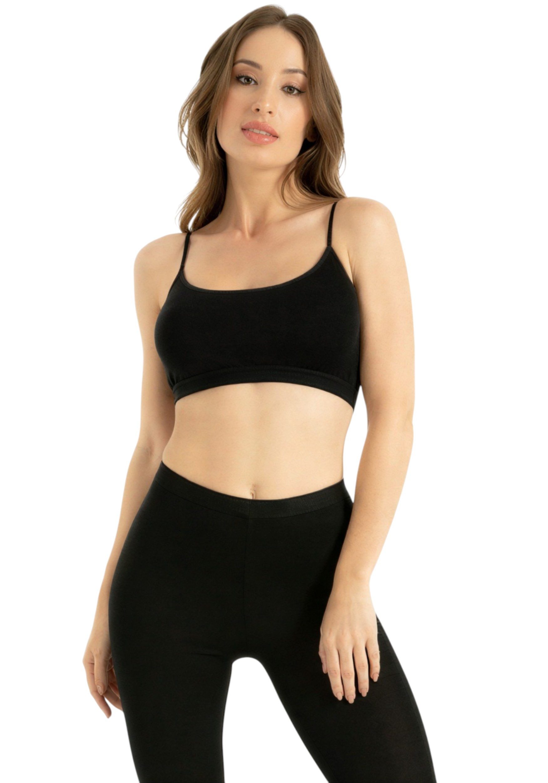 fashionshowcase Bustier Damen 2er Pack Bambus BH mit Pads nahtlos weich atmungsaktiv elastisch (2-tlg) mit herausnehmbaren Pads für natürliche Form