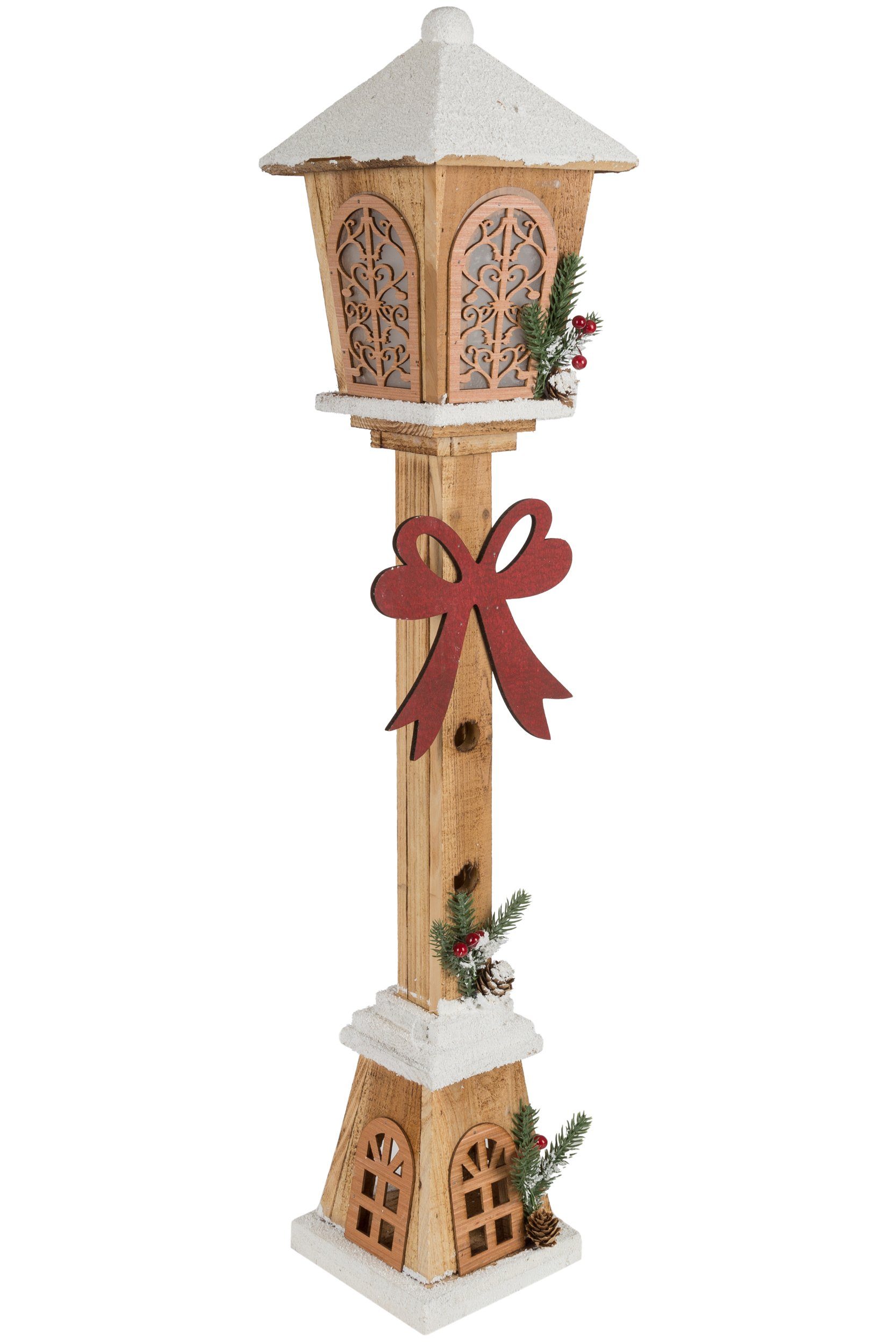 Wohnando LED Dekoobjekt Holzlaterne mit Winterzauber + Lichterkette: Stimmungsvolle Dekoration