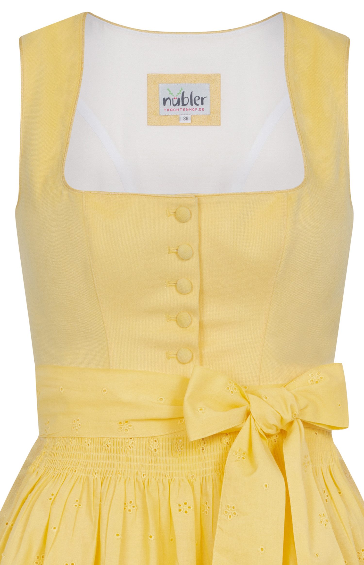 Nübler Trachtenkleid Midi Dirndl Babette in Citrin von Nübler - Rocklänge 65 cm