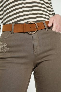 Cassis 5-Pocket-Hose Jeansschlaghose Mit Stickerei, Perlen Und Lurex (1-tlg)