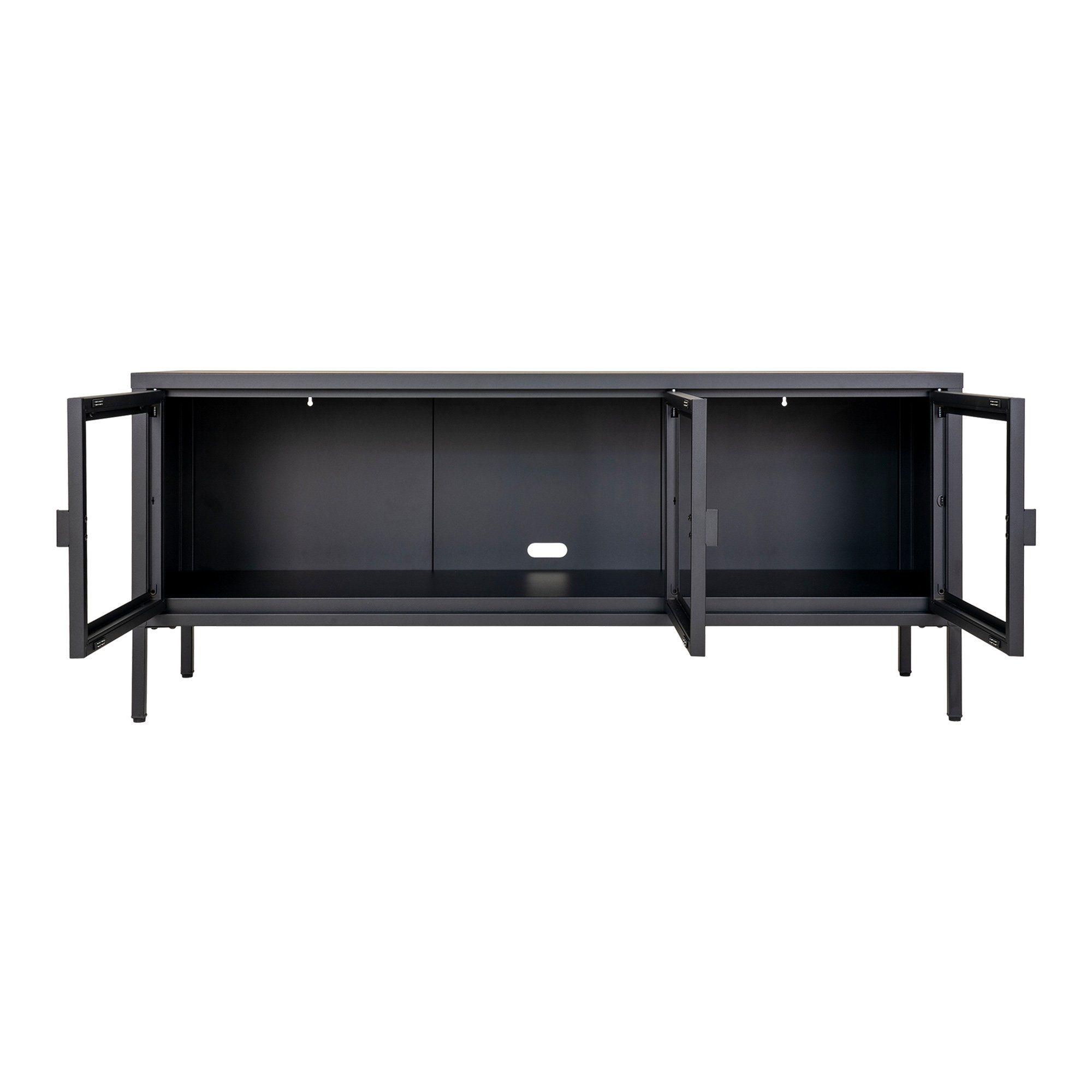 House Nordic TV-Bank in Schwarz, Metall - 130x55x40cm (BxHxT)