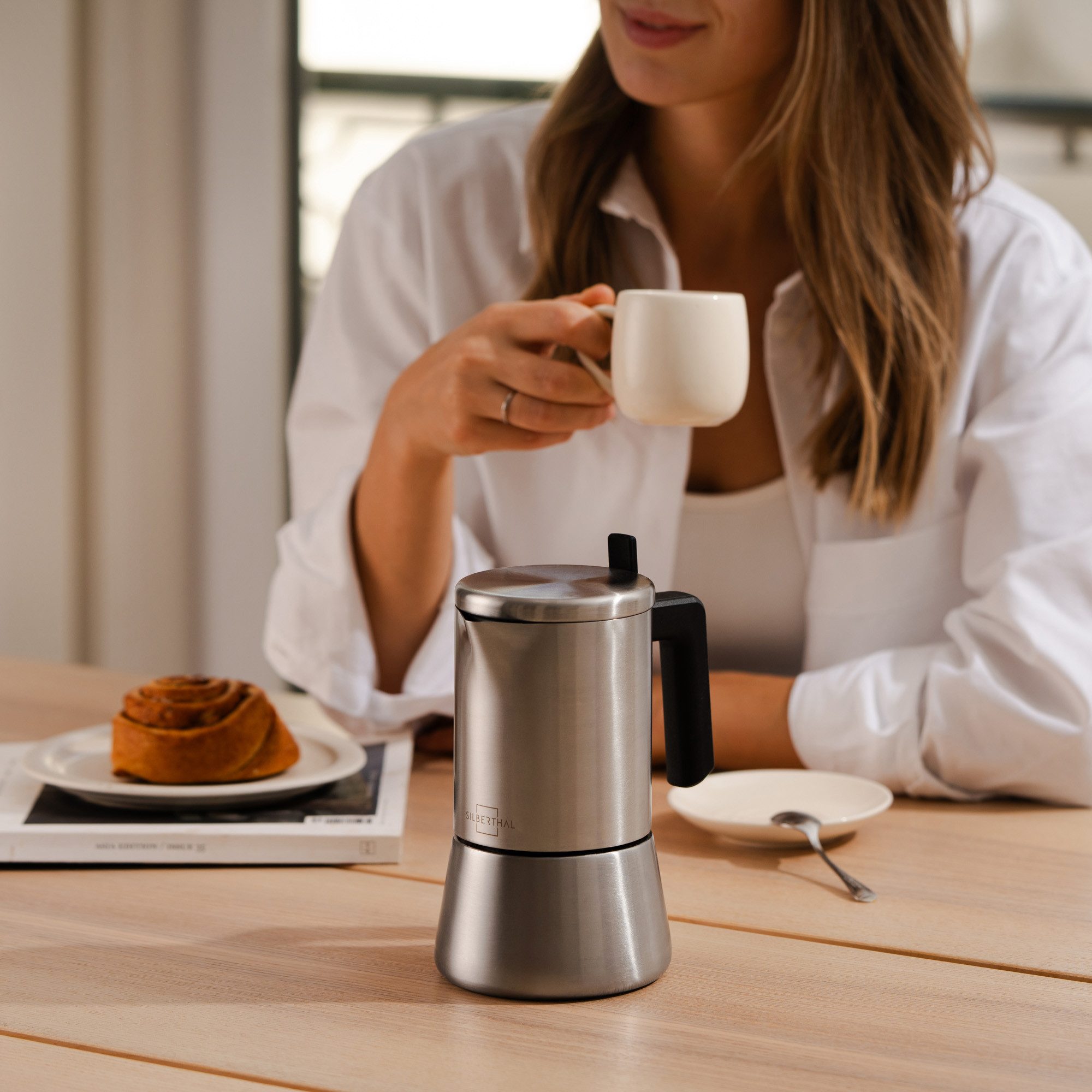 SILBERTHAL Espressokocher, 0.3l Kaffeekanne, italienisches Sicherheitsventil und Reduktionsscheibe