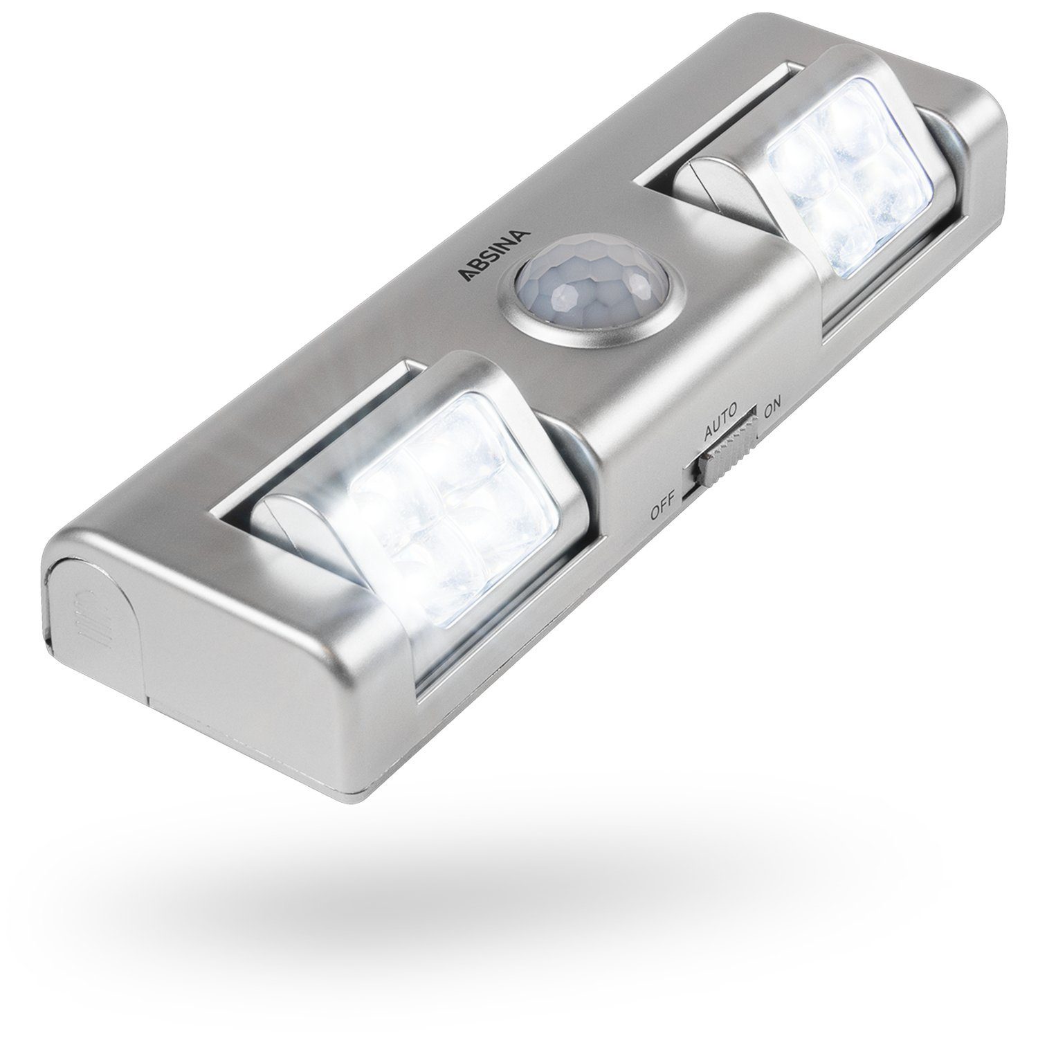 ABSINA Unterschrankleuchte LED Licht mit Bewegungsmelder Batterie -  Nachtlicht batteriebetrieben mit einstellbarer Lichtstrahlung für Schrank,  Treppe uvm - Bewegungslicht innen, LED Schrankbeleuchtung, LED Sensor Light