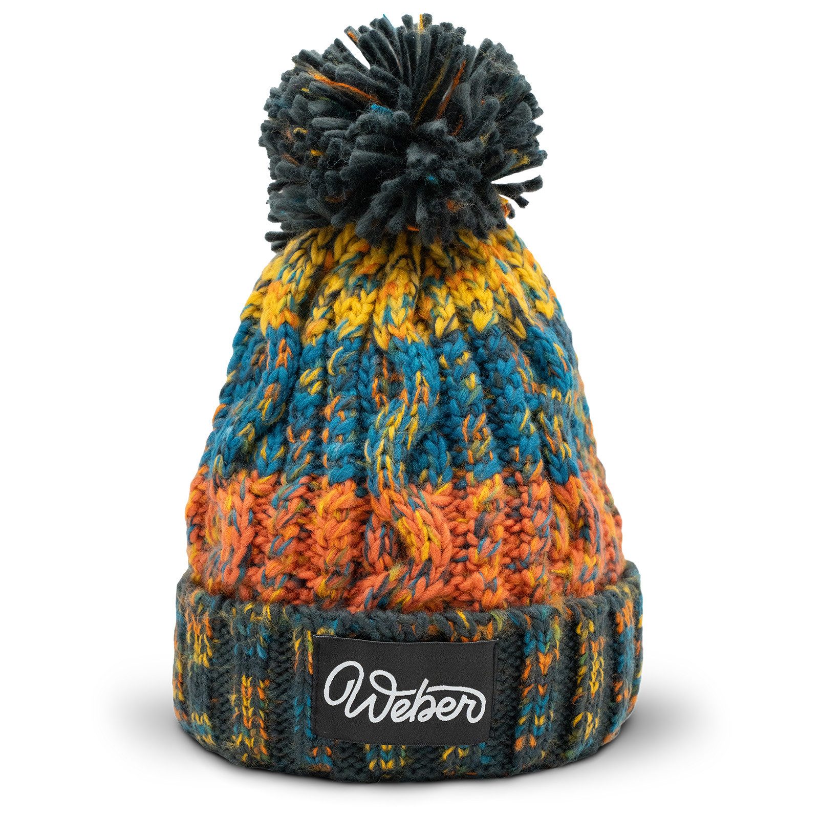 Weber GmbH Bommelmütze Weber Wintermütze mit Bommel Strickmütze Orange Unisex Damen Herren (1-St) Shearling bietet optimale Wärme für Ohren und Stirn