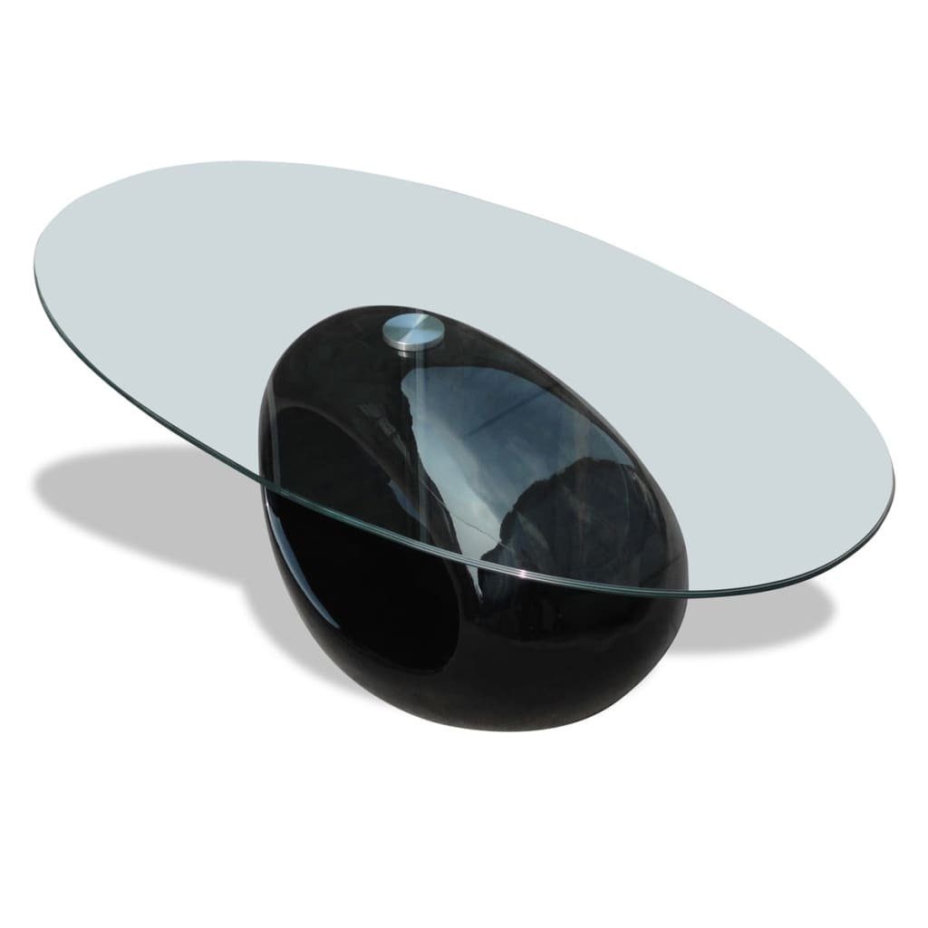 Couchtisch Glasplatte furnicato Schwarz Hochglanz mit ovaler