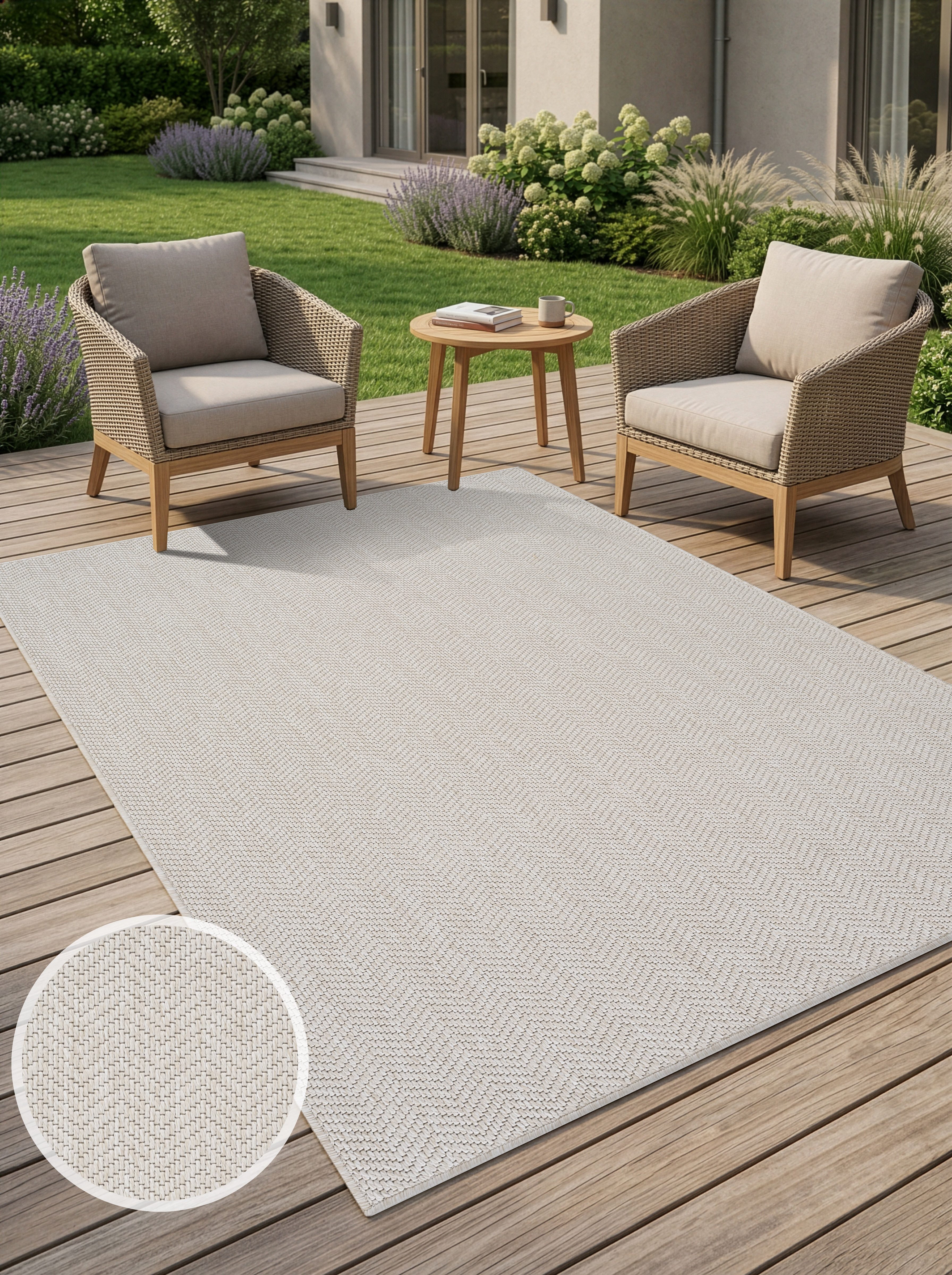 OTTO home Teppich Nollan, In- und Outdoor geeignet, Balkon, Camping, rechteckig, Höhe: 8 mm, Wetterfest & UV-beständig, Sisal-Optik, Esszimmer, Wohnzimmer