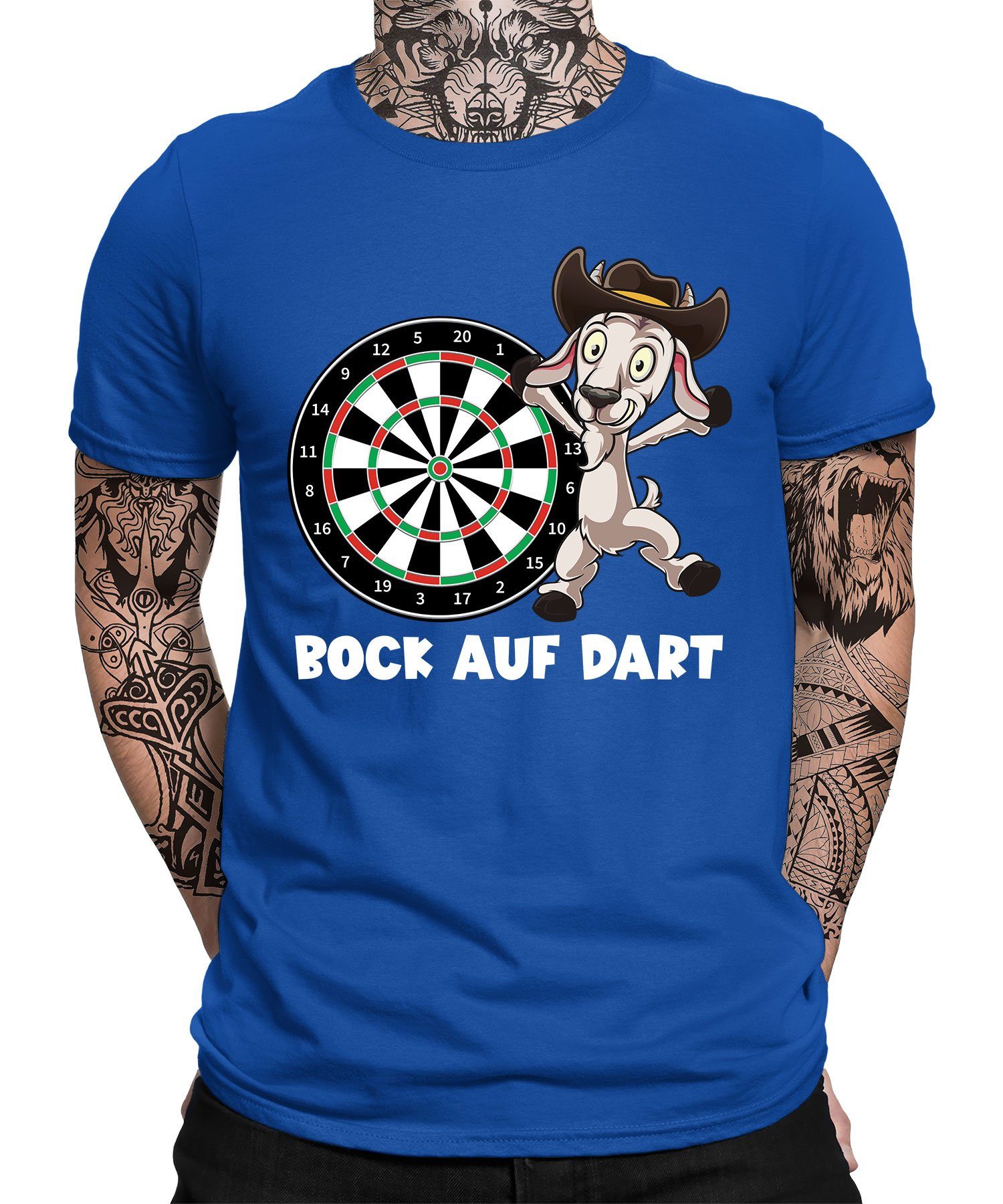 T-Shirt auf Formatee Kurzarmshirt Dartscheibe Blau - Herren Dartpfeil Bock Dartspieler Dart Quattro (1-tlg)