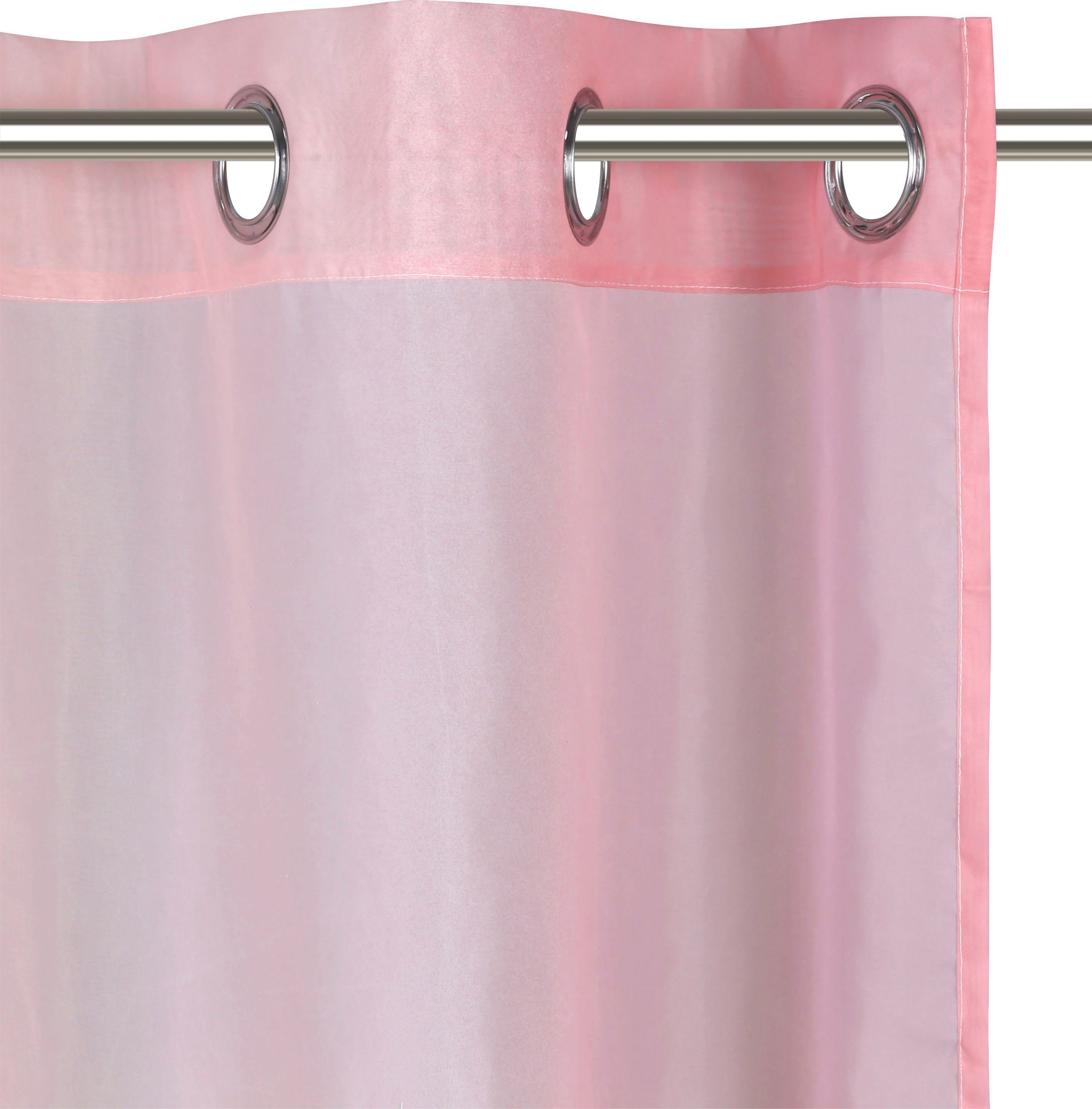 Fertiggardine, transparent, Vorhang, Voile, St), Farbverlauf, Ösen (2 home, rose Gardine my transparent Valverde,