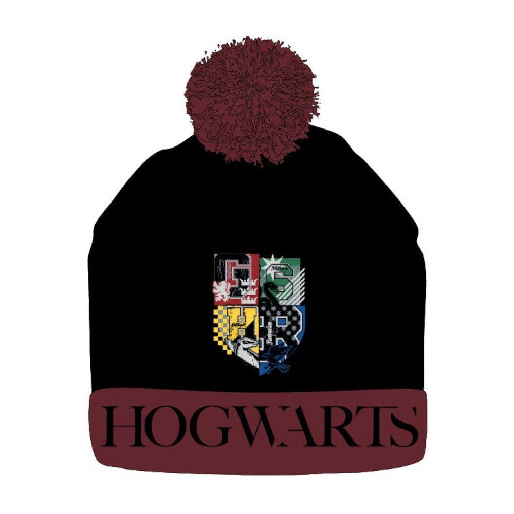 Strickmütze Bommel Wintermütze mit "Hogwarts", Potter Harry Motiv EplusM aus mit