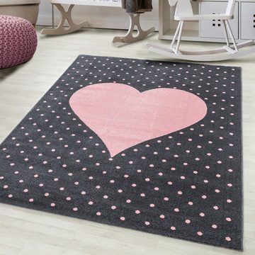 Kinderteppich für Spiel-Kinderzimmer Herz-Design für Jungs und Mädchen, Stilvoll Günstig, Rechteck, Höhe: 10 mm