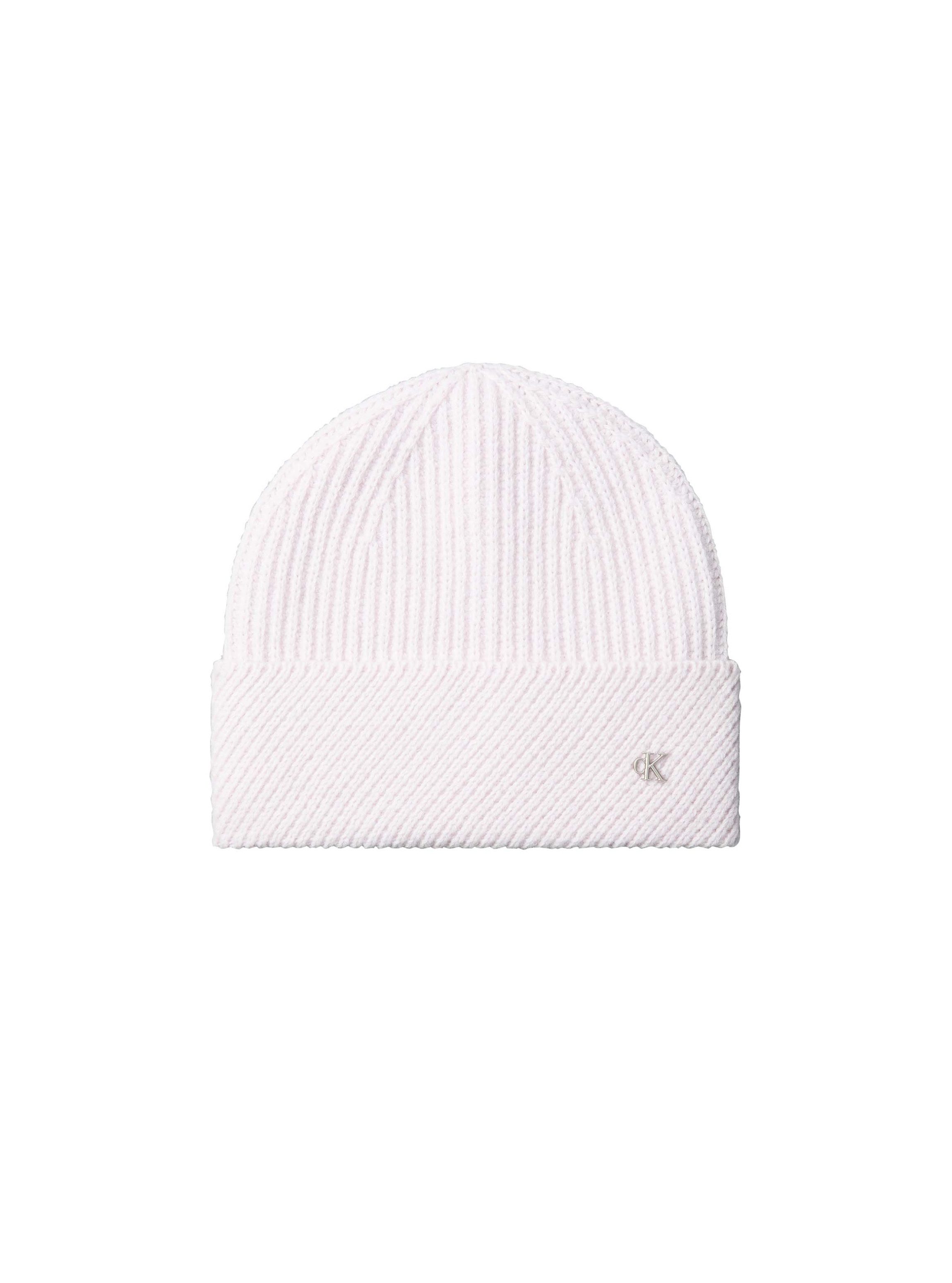Calvin Klein Beanie CK METAL WOOL SLANTED RIB BEANIE Regular fit mit Markenlabel
