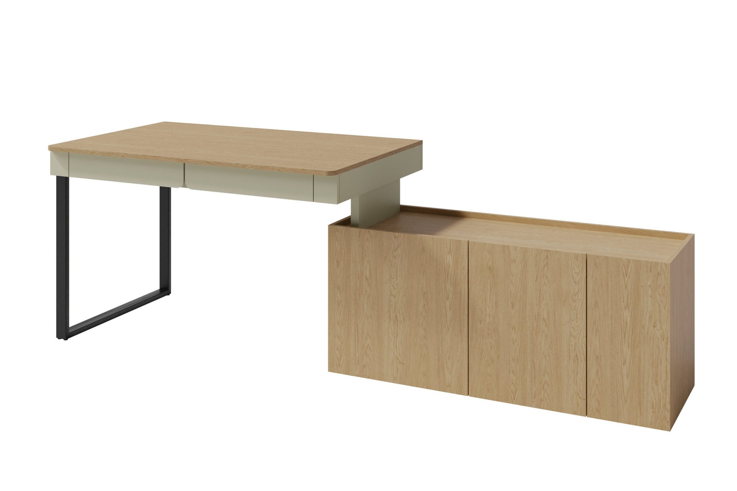 Deine Möbel 24 Kinderschreibtisch LIBU 10 Schreibtisch (Set, 2-St., Kinderzimmer Jugendzimmer Arbeitszimmer), LIBU-Kollektion Beige Eukalyptus Eiche Schubladen Stauraum