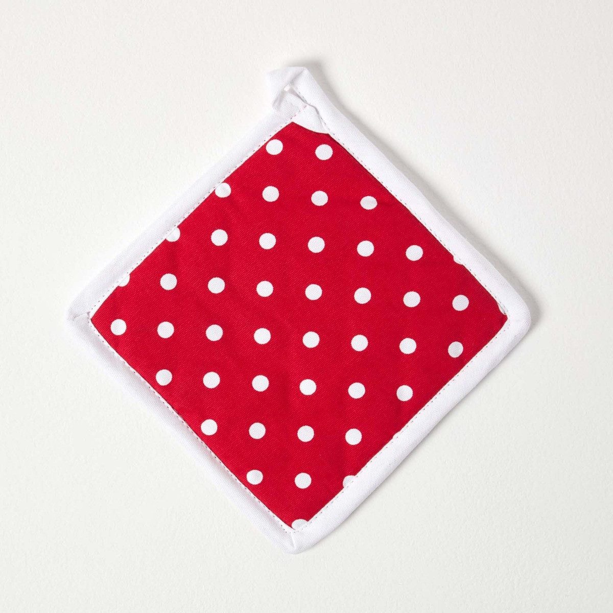 Homescapes Topflappen Topflappen aus Baumwolle – Polka Dots rot-weiß