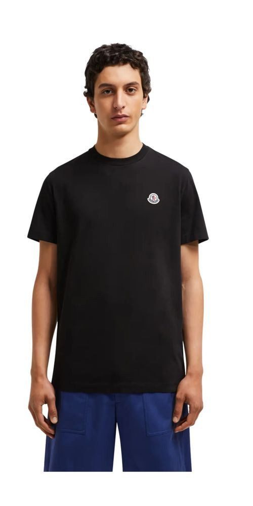 MONCLER Print-Shirt Moncler Logostickerei T-Shirt Schwarz günstig online kaufen