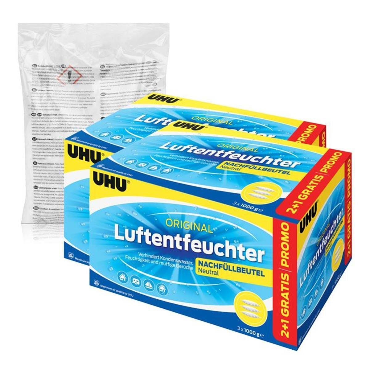 Luftentfeuchter UHU original Luftentfeuchter Nachfüllbeutel 1000g - Duftneutral (7er P