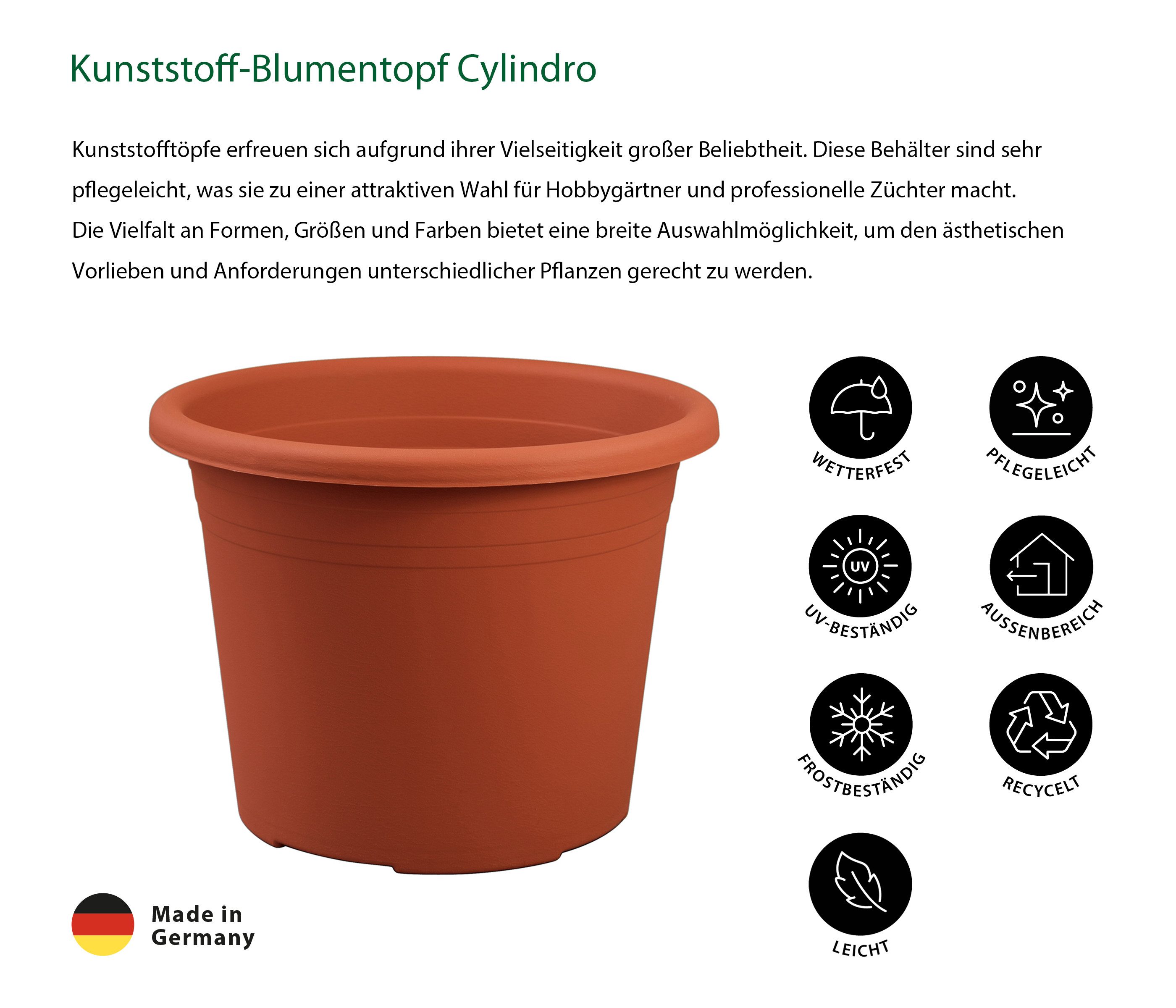Dehner Blumentopf Cylindro Pflanztopf recycelt, versch. günstig online kaufen
