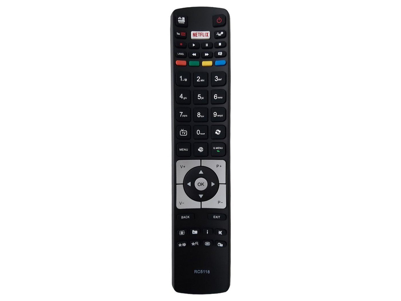 azurano Ersatz für TELEFUNKEN RC5118 Universal-Smart-TV-Fernbedienung