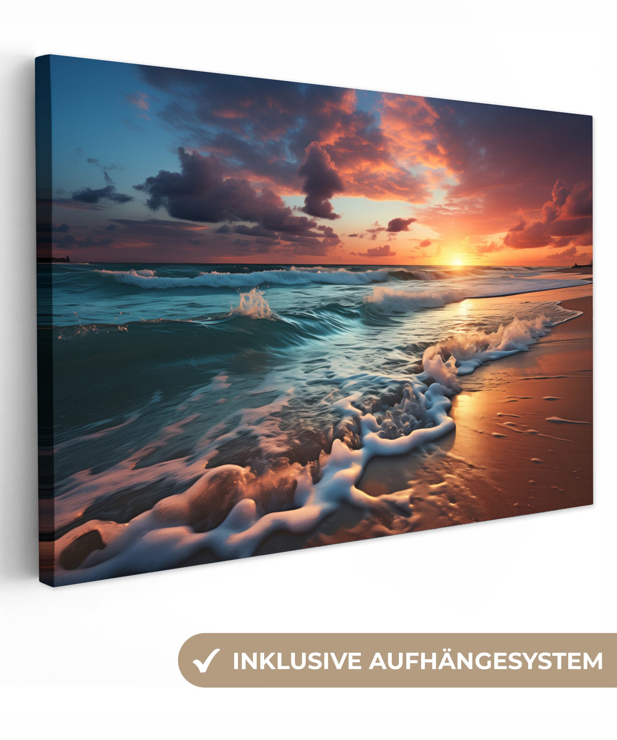 OneMillionCanvasses® Leinwandbild Sonnenuntergang - Strand - günstig online kaufen