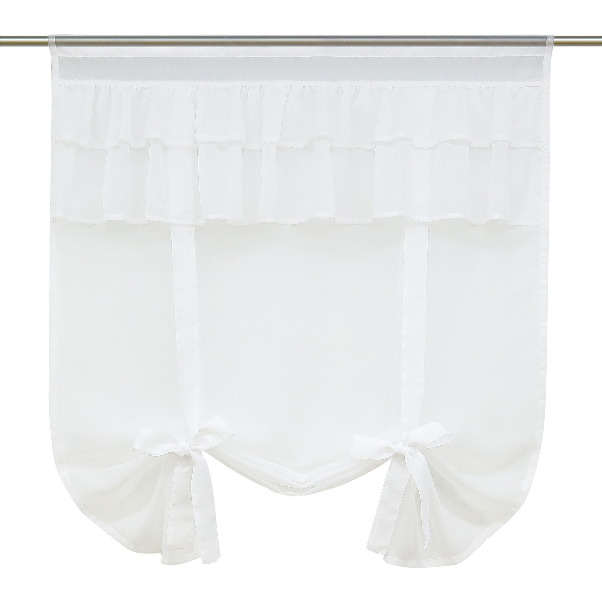 Delien Raffrollo, mit Stangendurchzug, Voile Fertiggardine Bogenabschluss günstig online kaufen